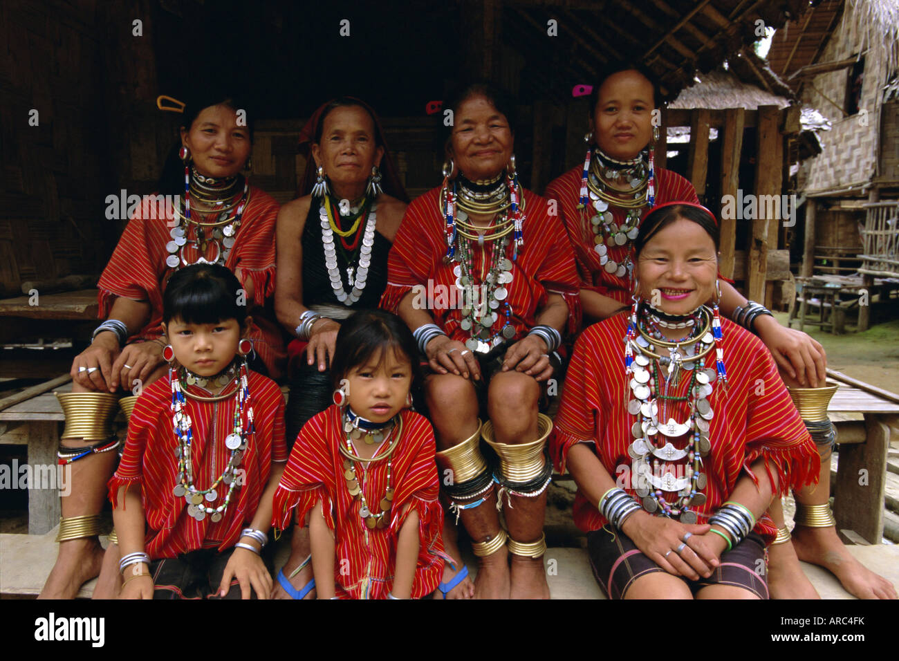 Big ears' Padaung tribe villagers in Nai Soi, Mae Hong Son Province, Thailand, Asia Stock Photo