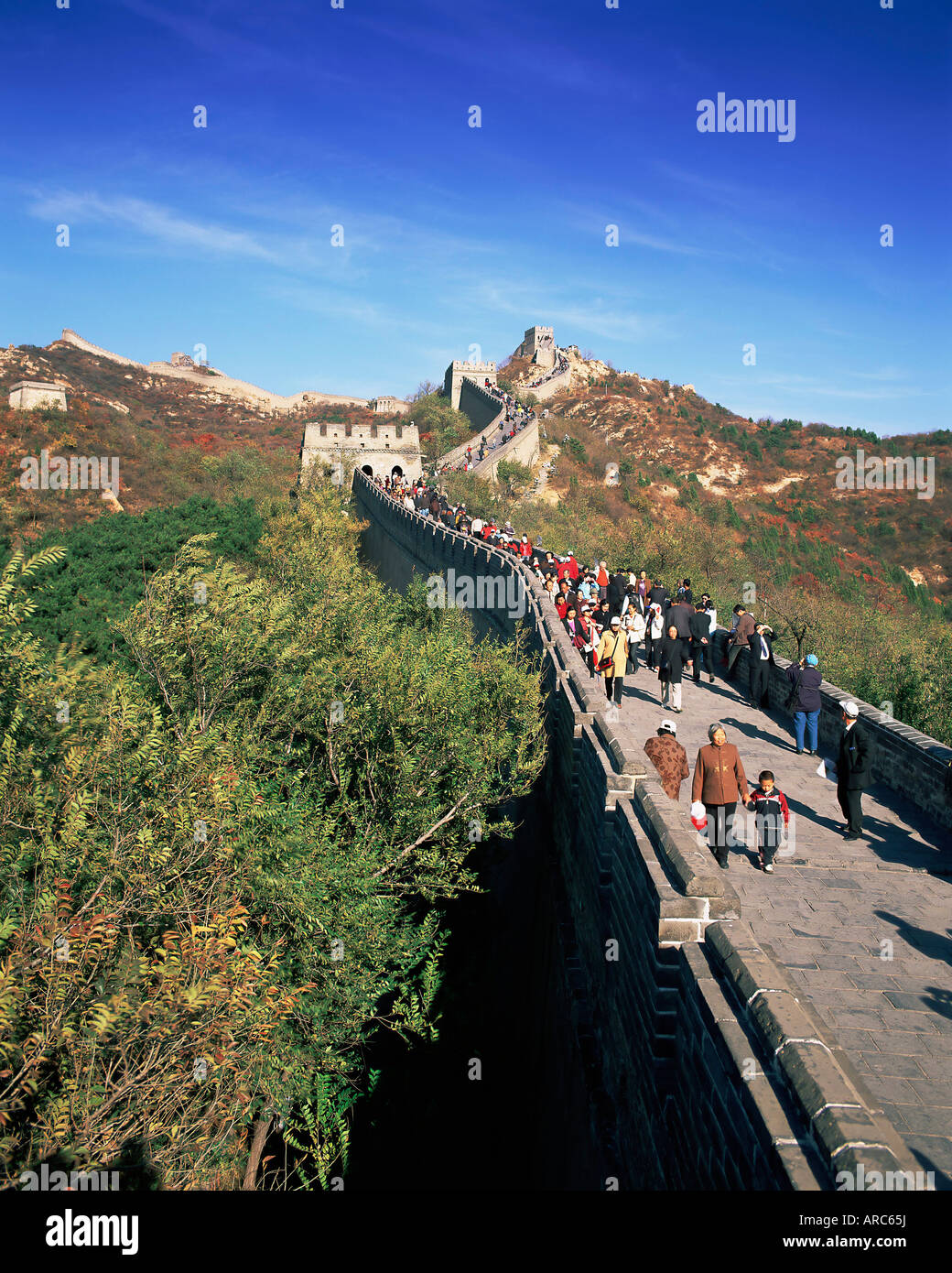 People on the Badaling section, the Great Wall of China, UNESCO World Heritage Site, near Beijing, China, Asia Stock Photo