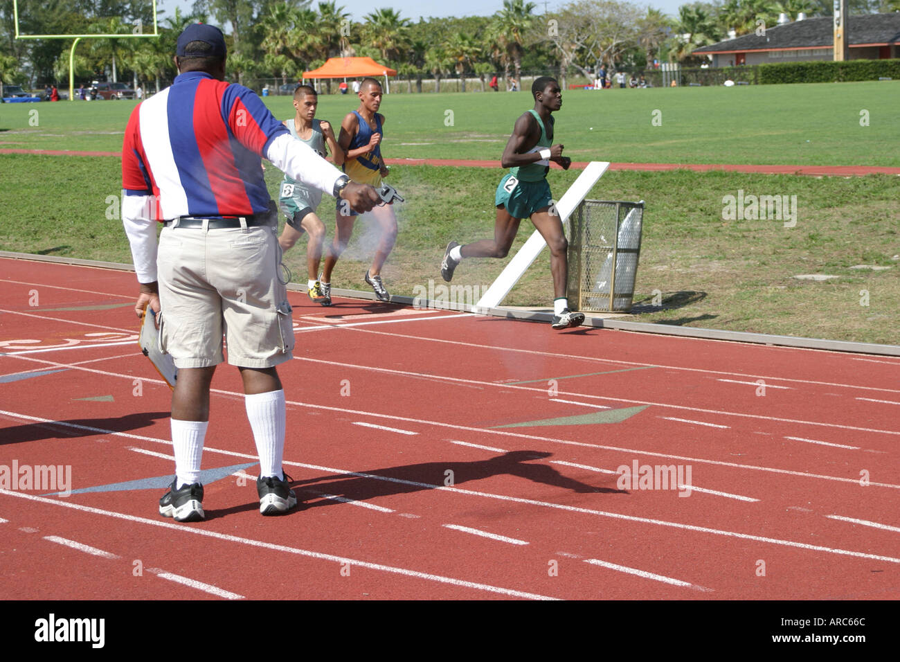 Miami Florida,Tropical Park,Greater Miami Athletic Conference,championships,track and field,sports,performance,entertainment,high school,campus,studen Stock Photo