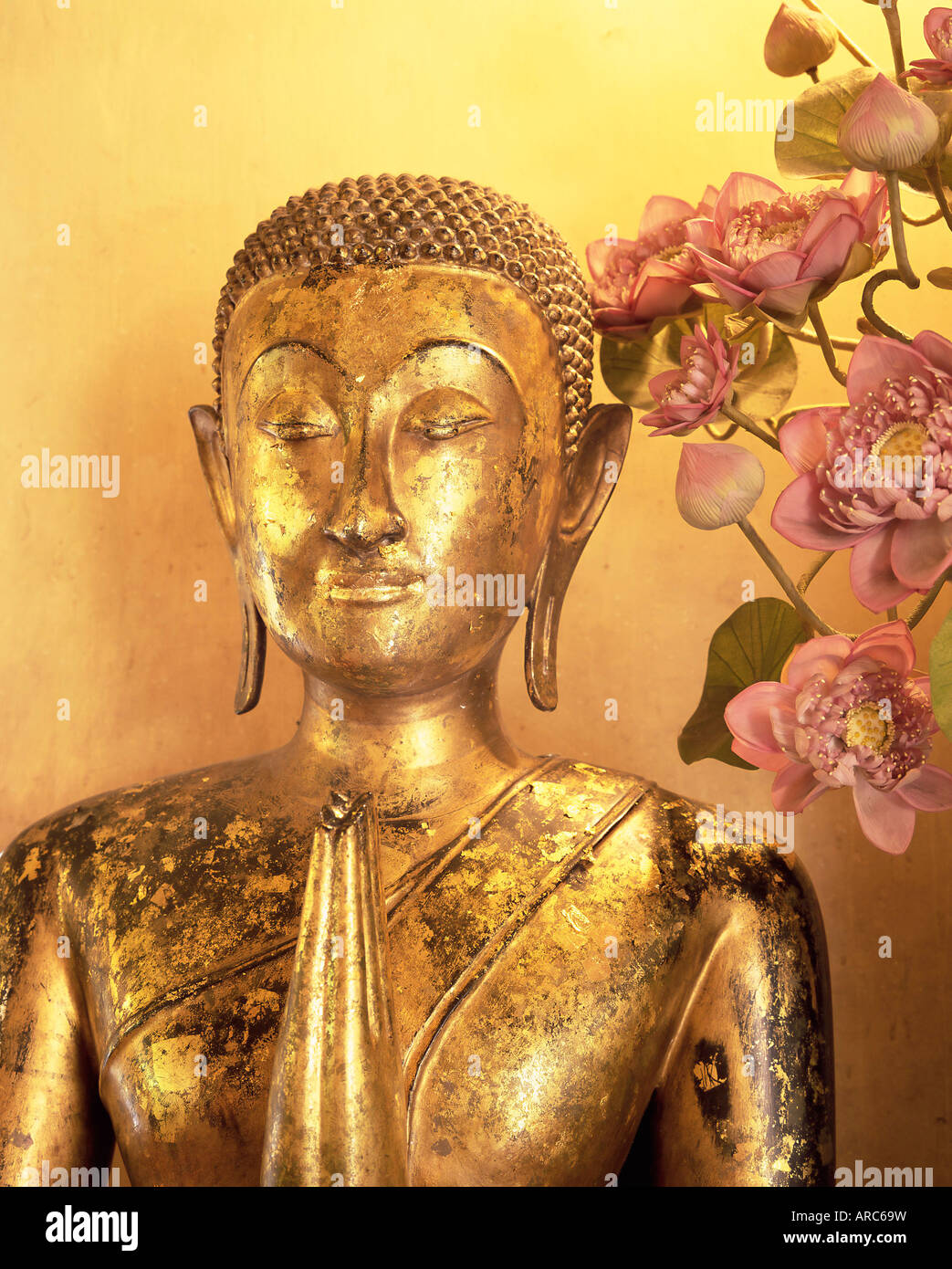 Close-up of statue of the Buddha, Wat Pho (Wat Po) (Wat Phra Chetuphon), Bangkok, Thailand, Southeast Asia, Asia Stock Photo