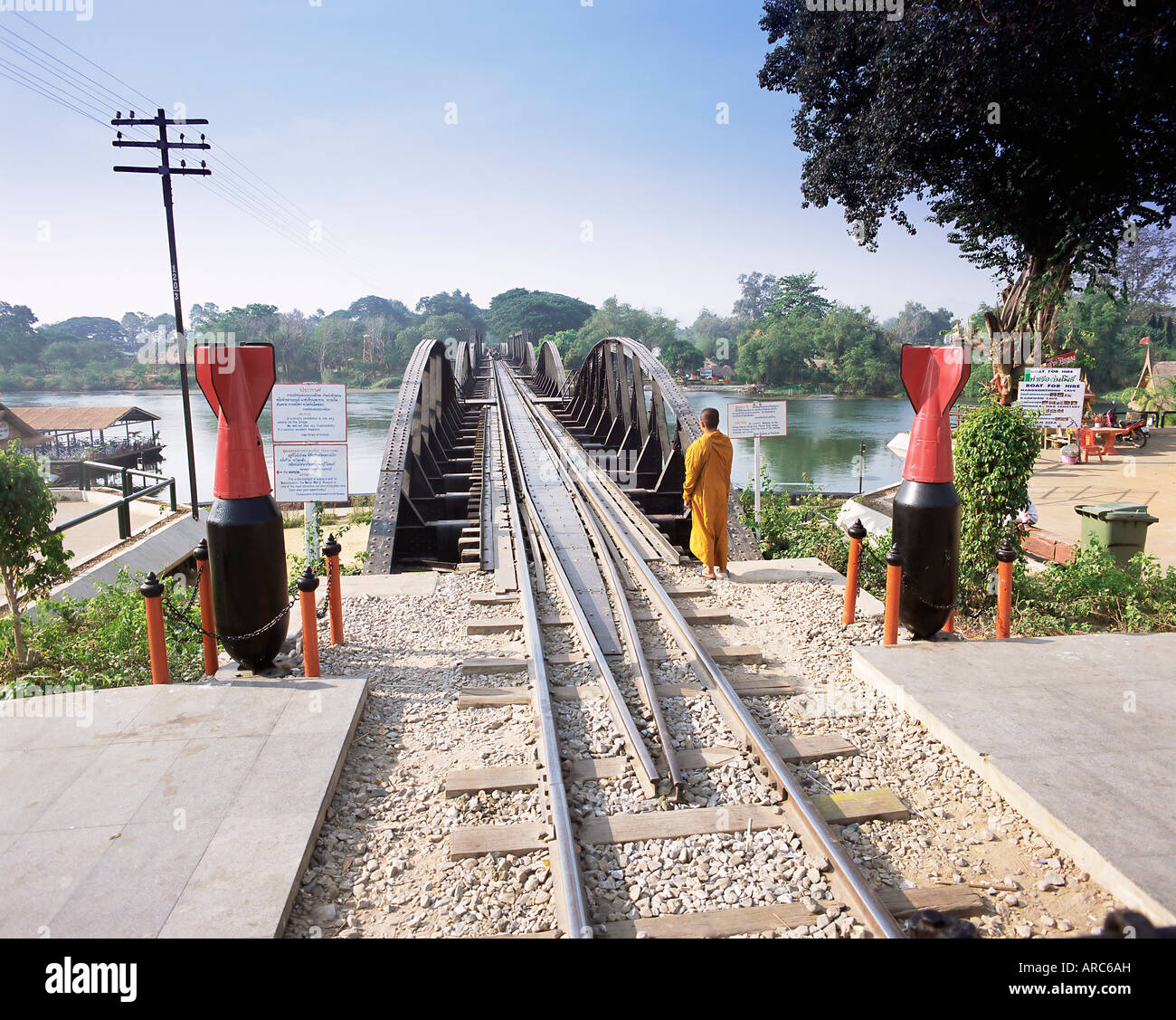 The Death Railway bridge on the River Kwai, Kanchanaburi, Kanchanaburi Province, Thailand, Southeast Asia Stock Photo