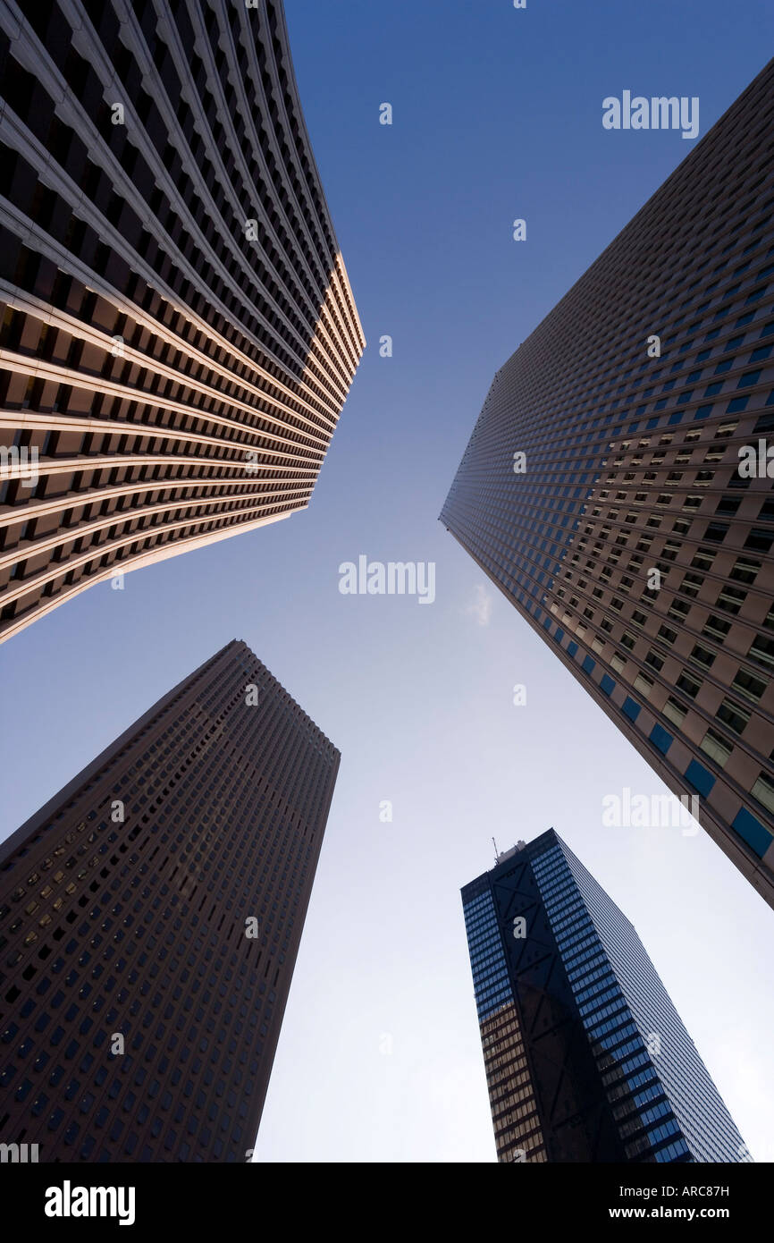 Low angle view of office buildings, Shinjuku, Tokyo, Honshu, Japan, Asia Stock Photo