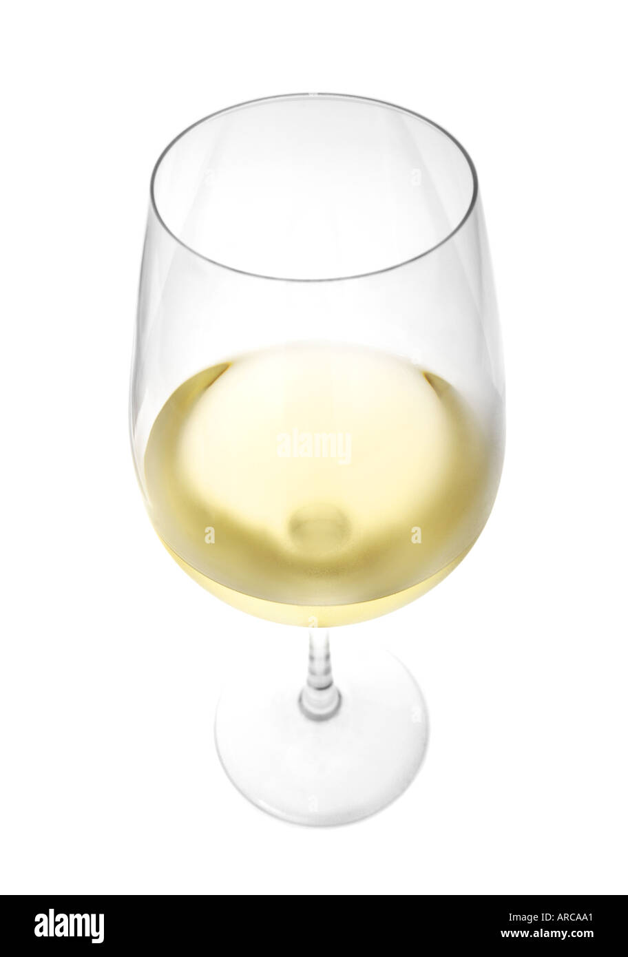 Pouring white wine into glass glassware Stock Photo Alamy