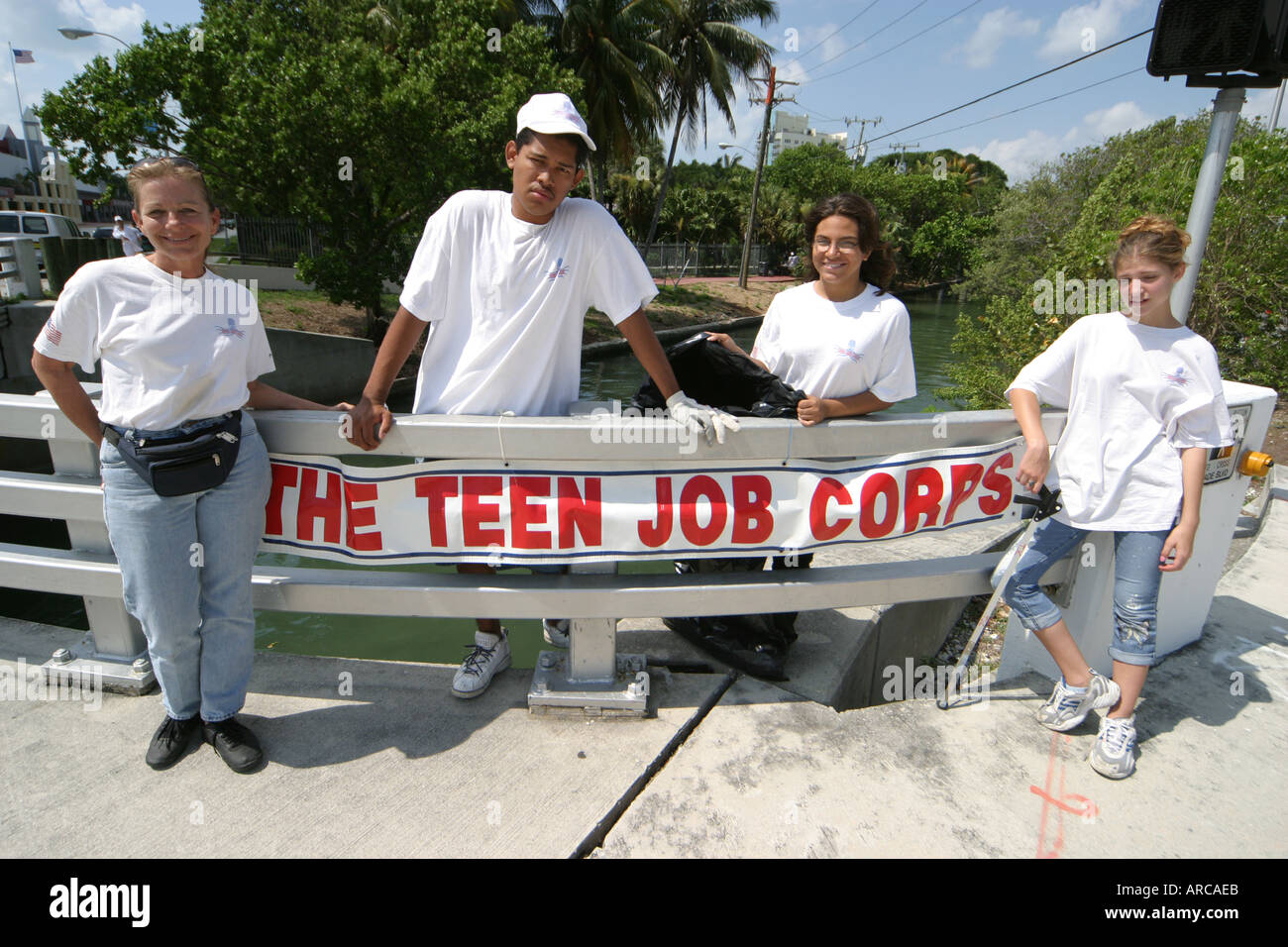 Miami Beach Florida,Dade Canal,teen teens teenage teenager teenagers youth adolescent,student students education pupil pupils,young adult,Job Corps,mu Stock Photo