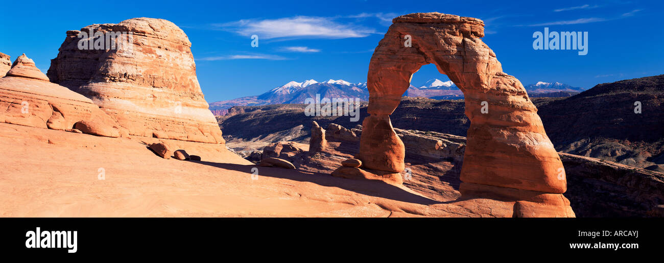 Delicate Arch, Arches National Park, Moab, Utah, United States of America (U.S.A.), North America Stock Photo