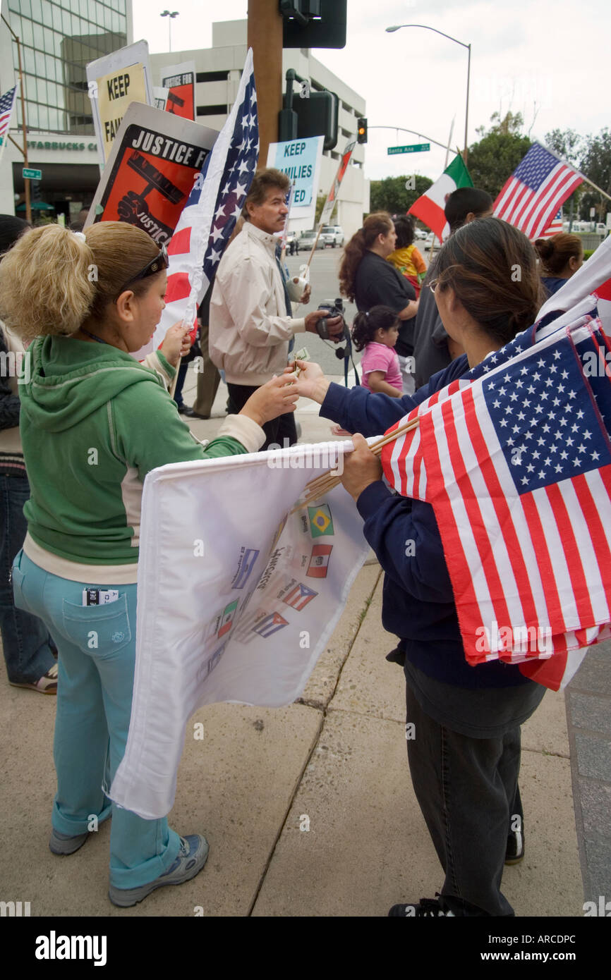 Hispanics participate in a demonstration supporting amnesty and US citizenship Stock Photo