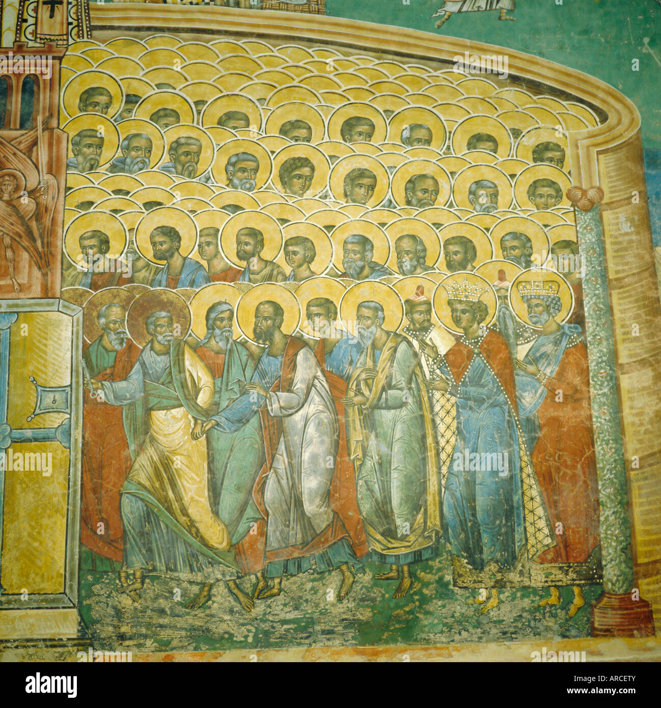 Fresco, detail of The Last Judgement, 1547, Voronet Monastery Church, Moldavia, Romania Stock Photo