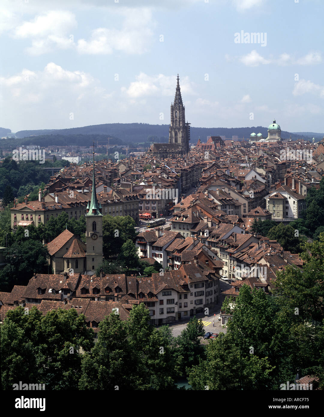 Bern, Altstadt, von Osten, Blick vom Rosengarten Stock Photo