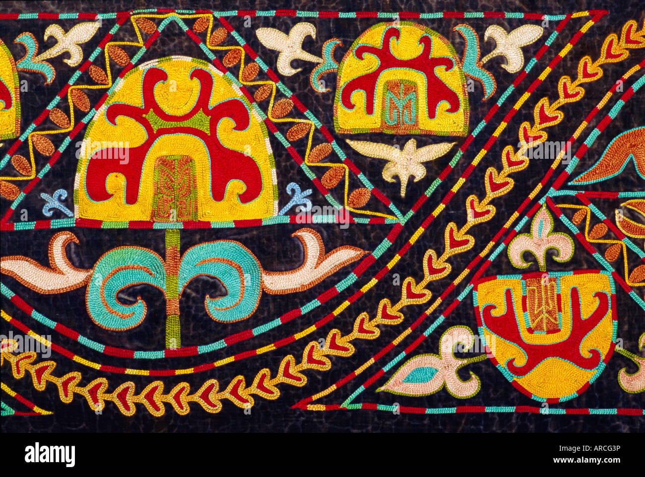 Traditional Kirghiz embroidery, Kyrgyzstan, Central Asia Stock Photo