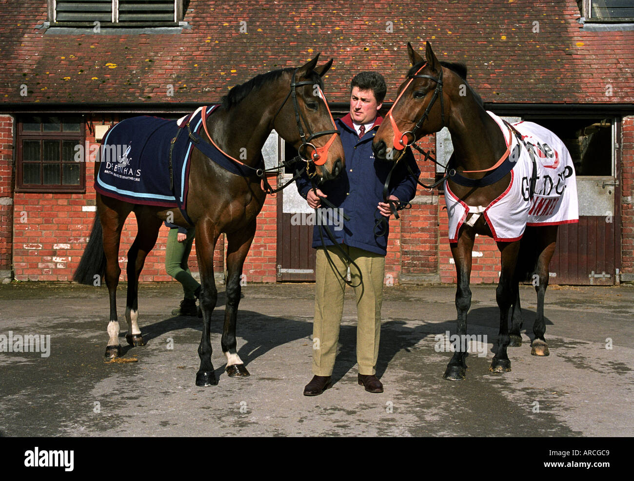 THE RACEHORSE TRAINER PAUL NICHOLLS AT HIS MANOR FARM STABLES DITCHEAT