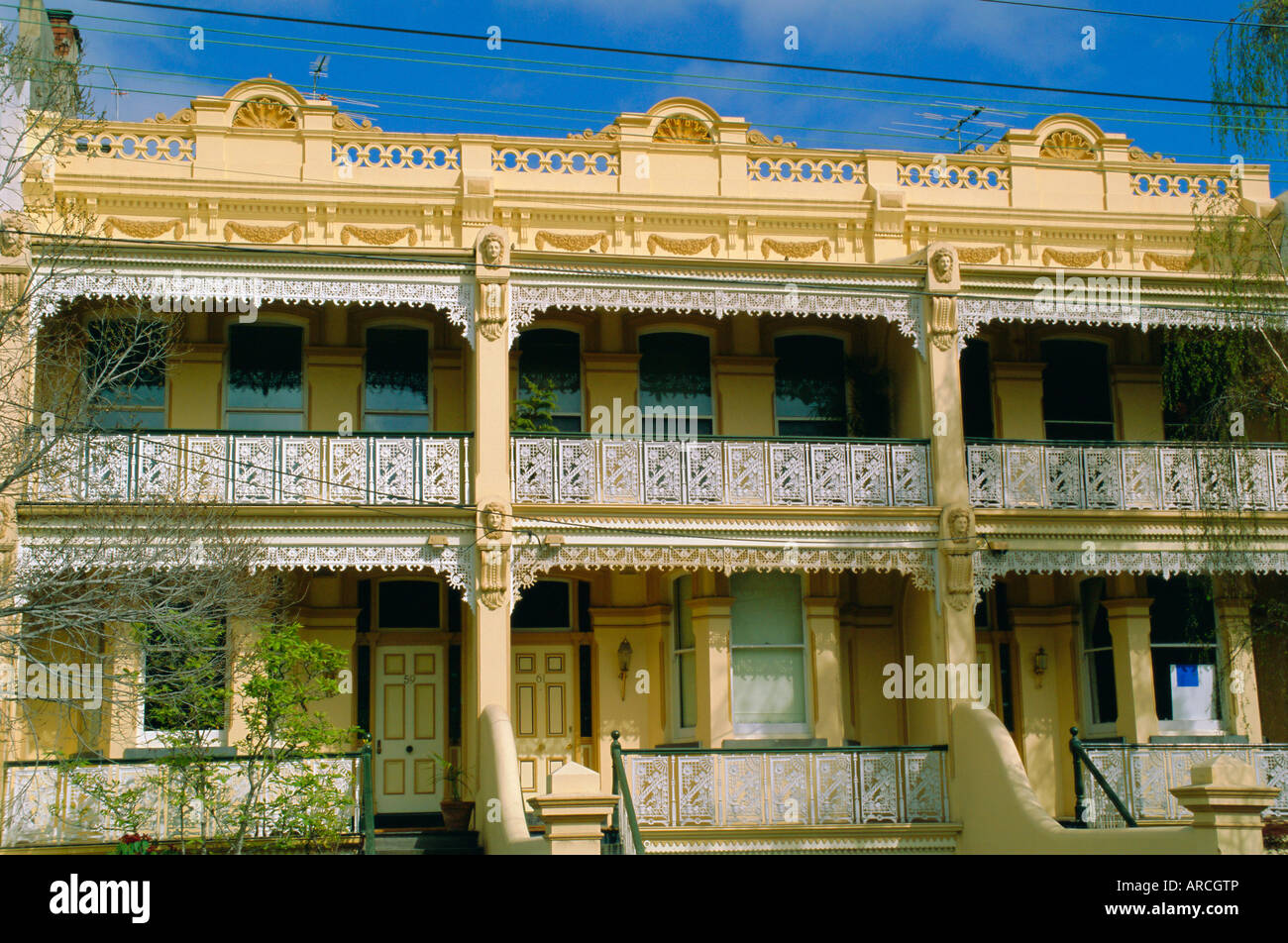 Typical architecture with cast iron lacework. Melbourne, Victoria