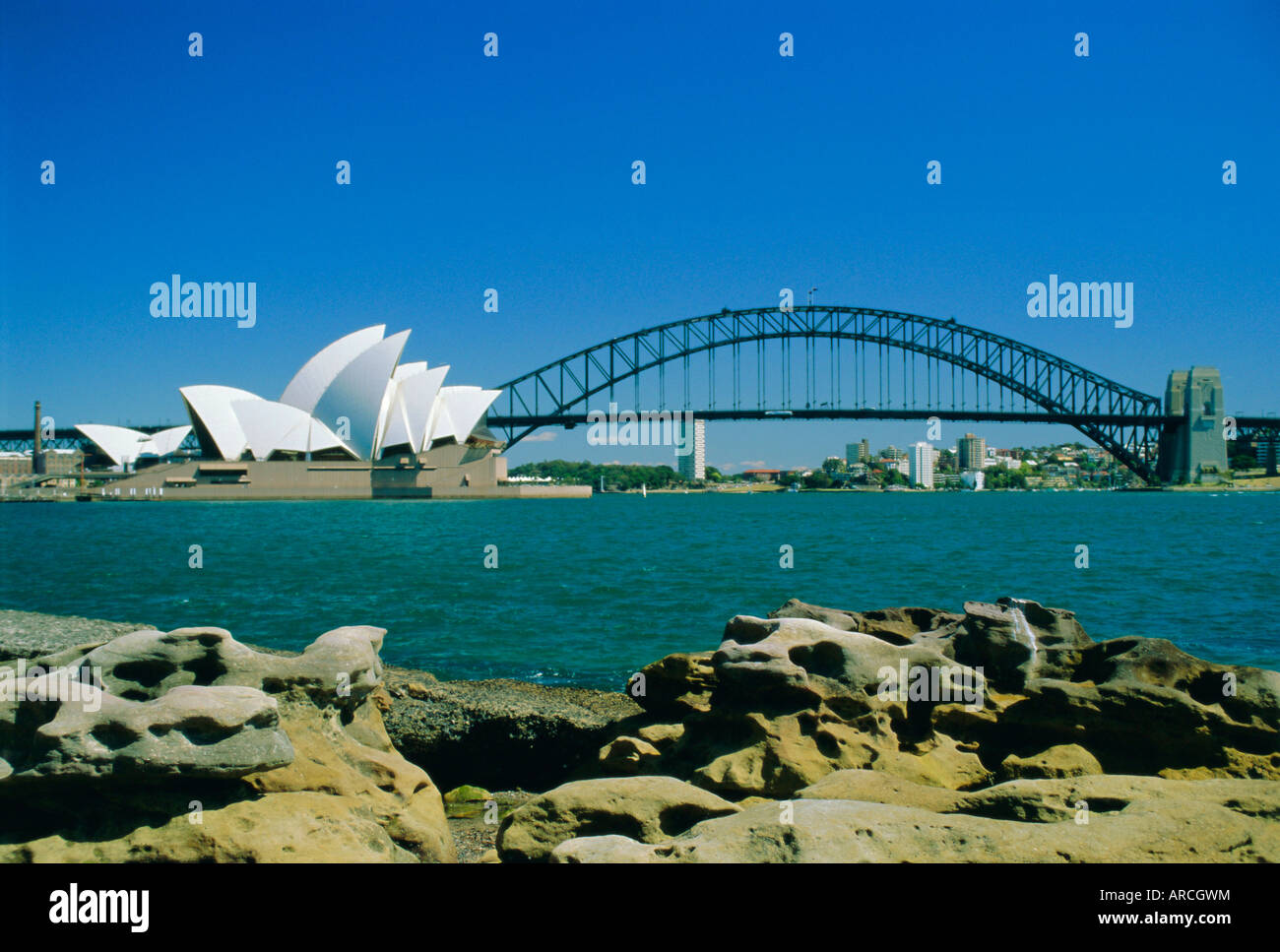 Opera House and Harbour Bridge, Sydney, New South Wales, Australia Stock Photo