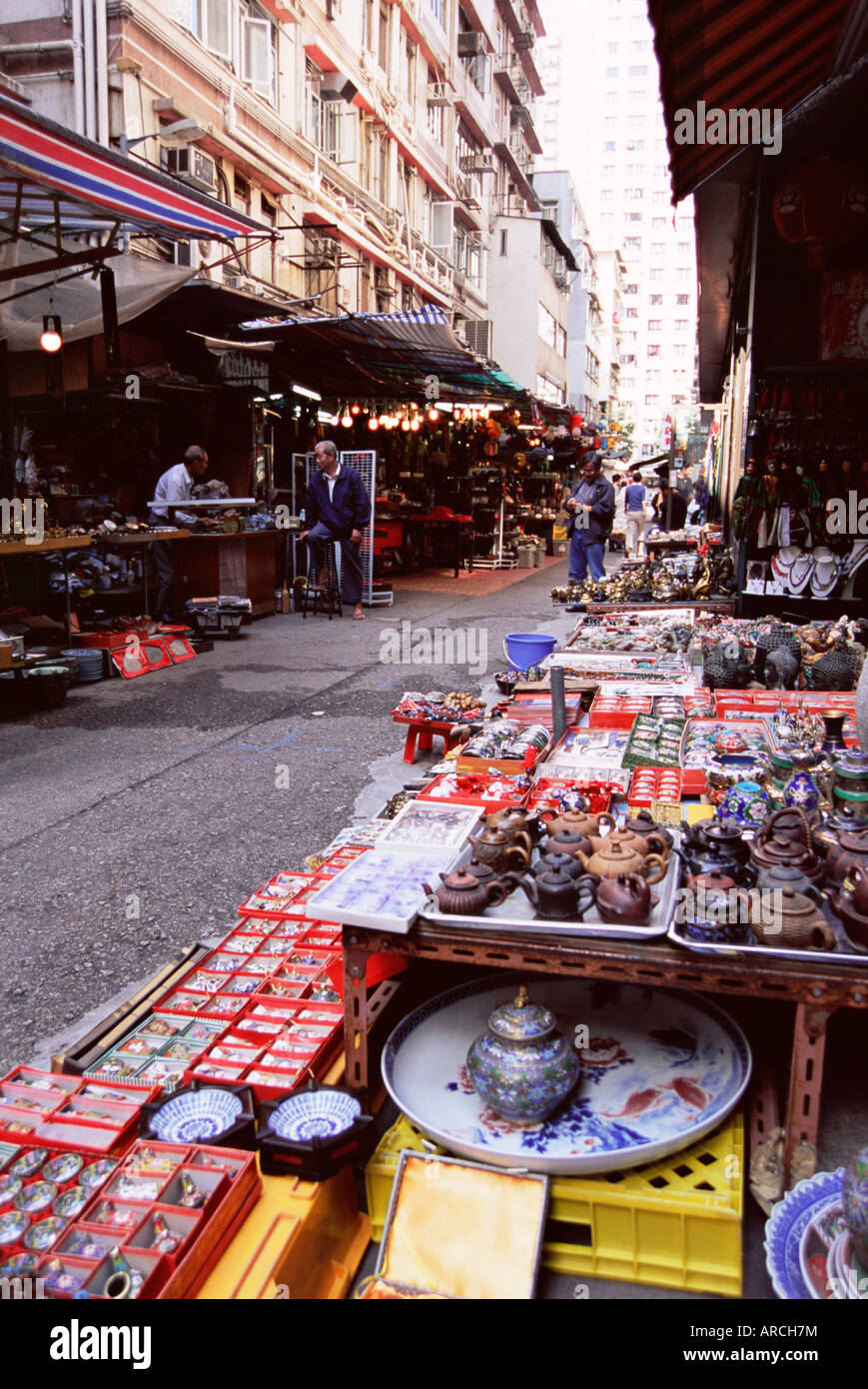 Street stalls, Upper Lascar Row, Hong Kong Island, Hong Kong, China, Asia Stock Photo