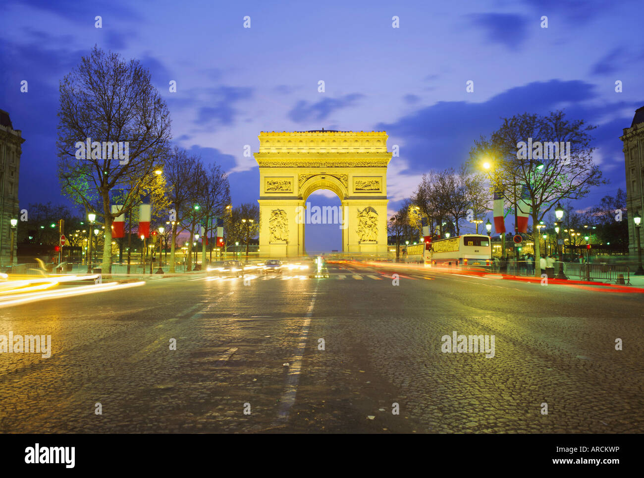 Arc de Triomphe and the Champs Elysees, Paris, France, Europe Stock Photo