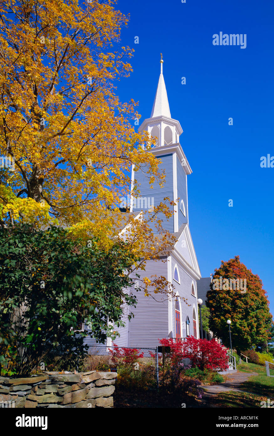 Church, Wiscasset Village, Maine, New England, USA Stock Photo Alamy
