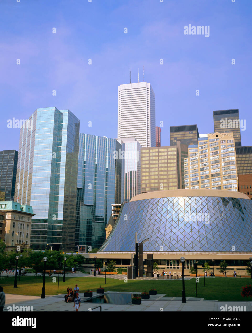 Roy Thompson Hall (Theatre) in the foreground, in the business centre of Toronto, Ontario, Canada Stock Photo