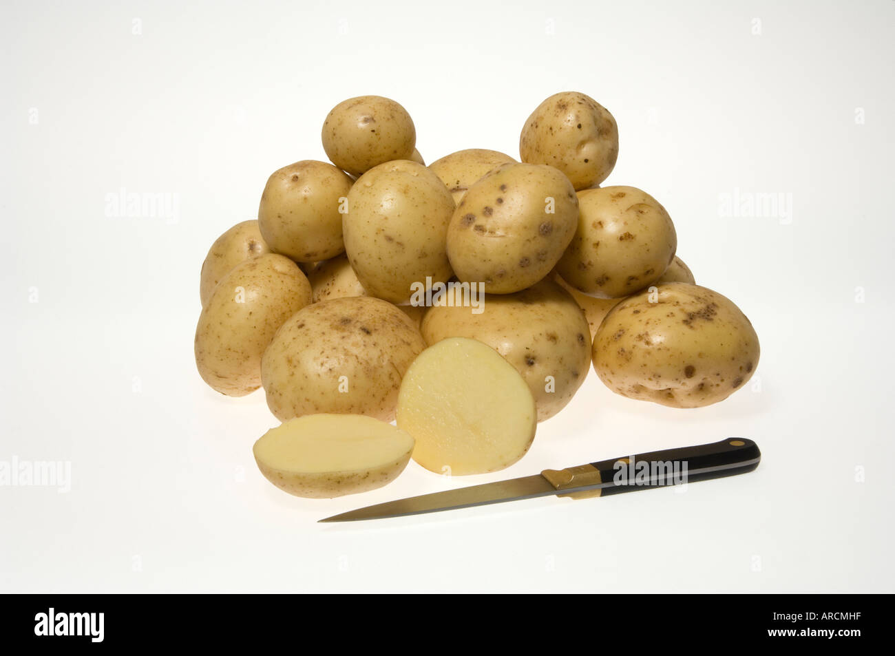 A pile of clean new potatoes Stock Photo