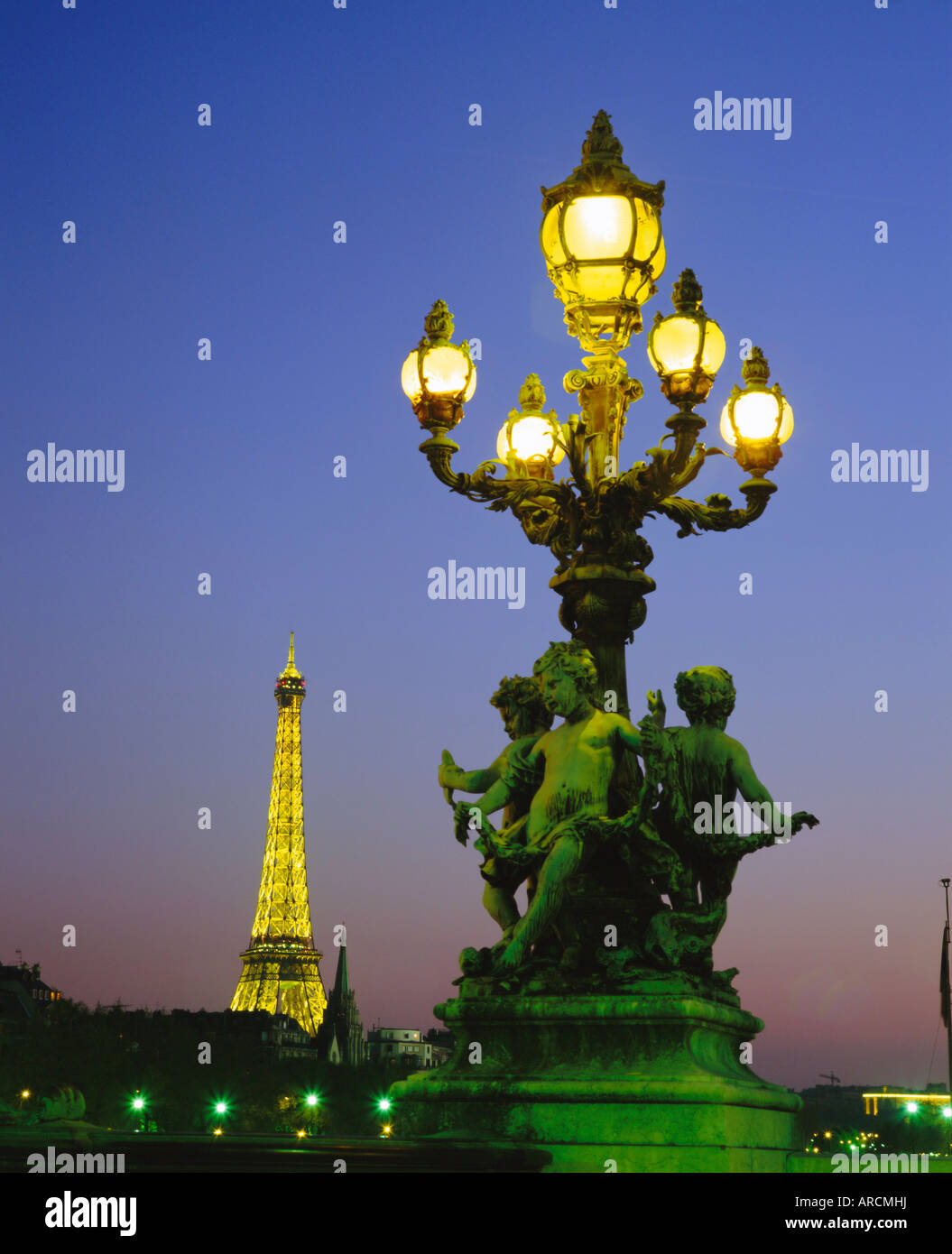 The Eiffel Tower from the Pont Alexandre III (bridge), Paris, France ...