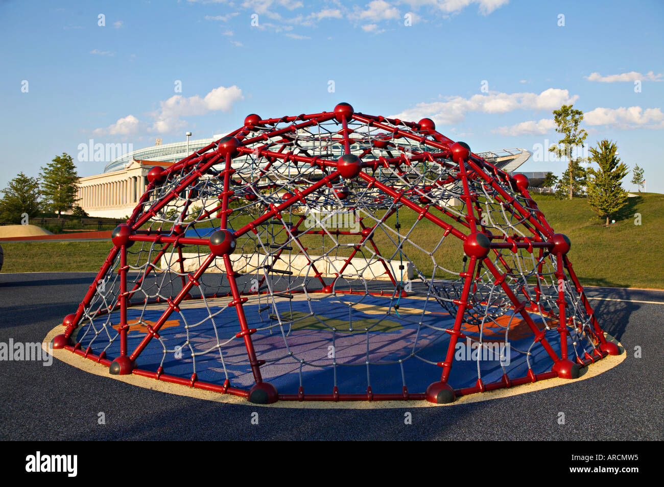 ILLINOIS Chicago Dome climbing structure with rope and plastic rungs in