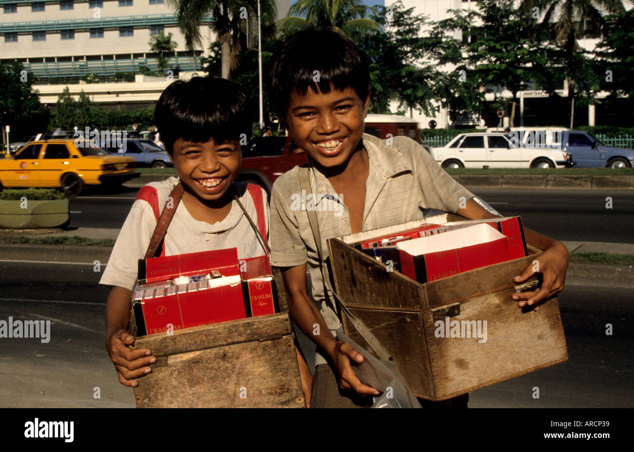Jakarta Java Indonesia Boys cigarettes Smoking Stock Photo