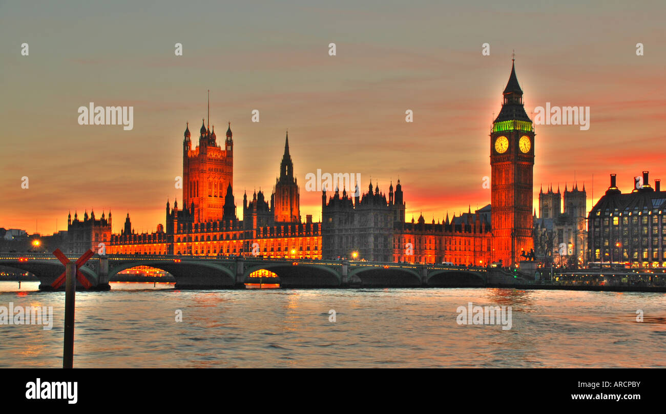 London Houses of parliament and big ben (landscape) Stock Photo