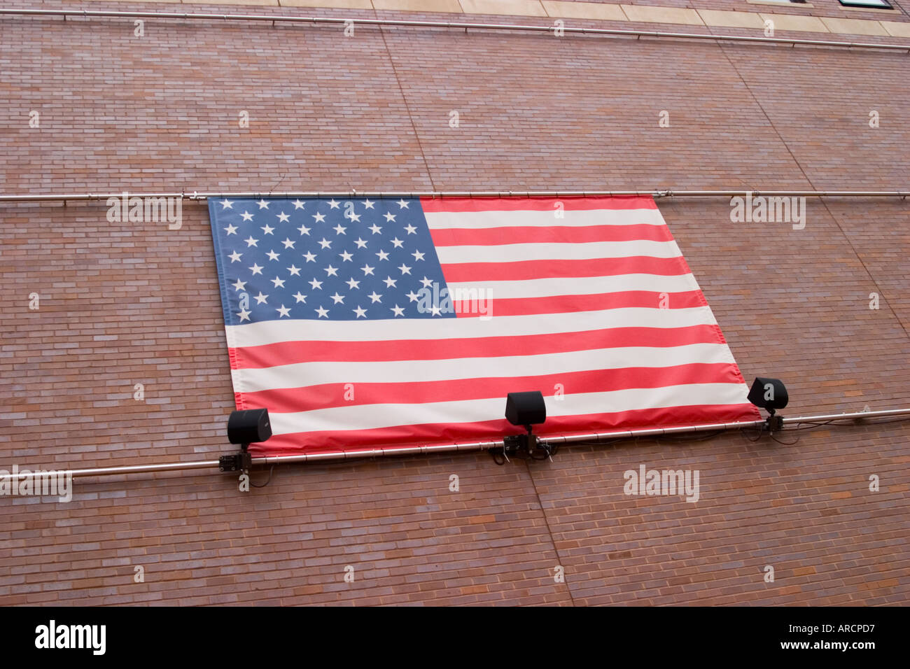 American flag on the side of a building Stock Photo - Alamy