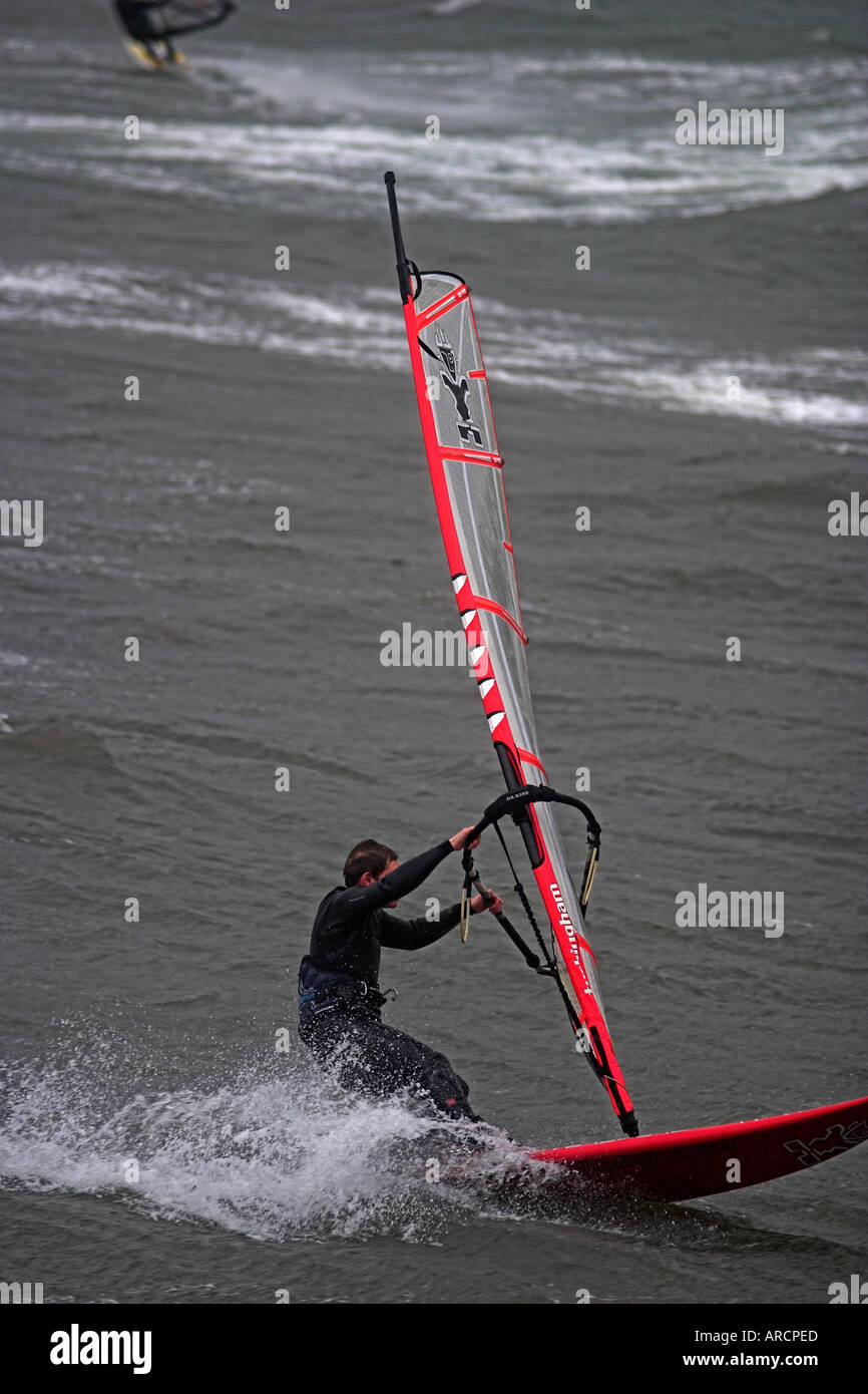 Windsurfing at Kimmeridge Bay in Dorset Stock Photo Alamy