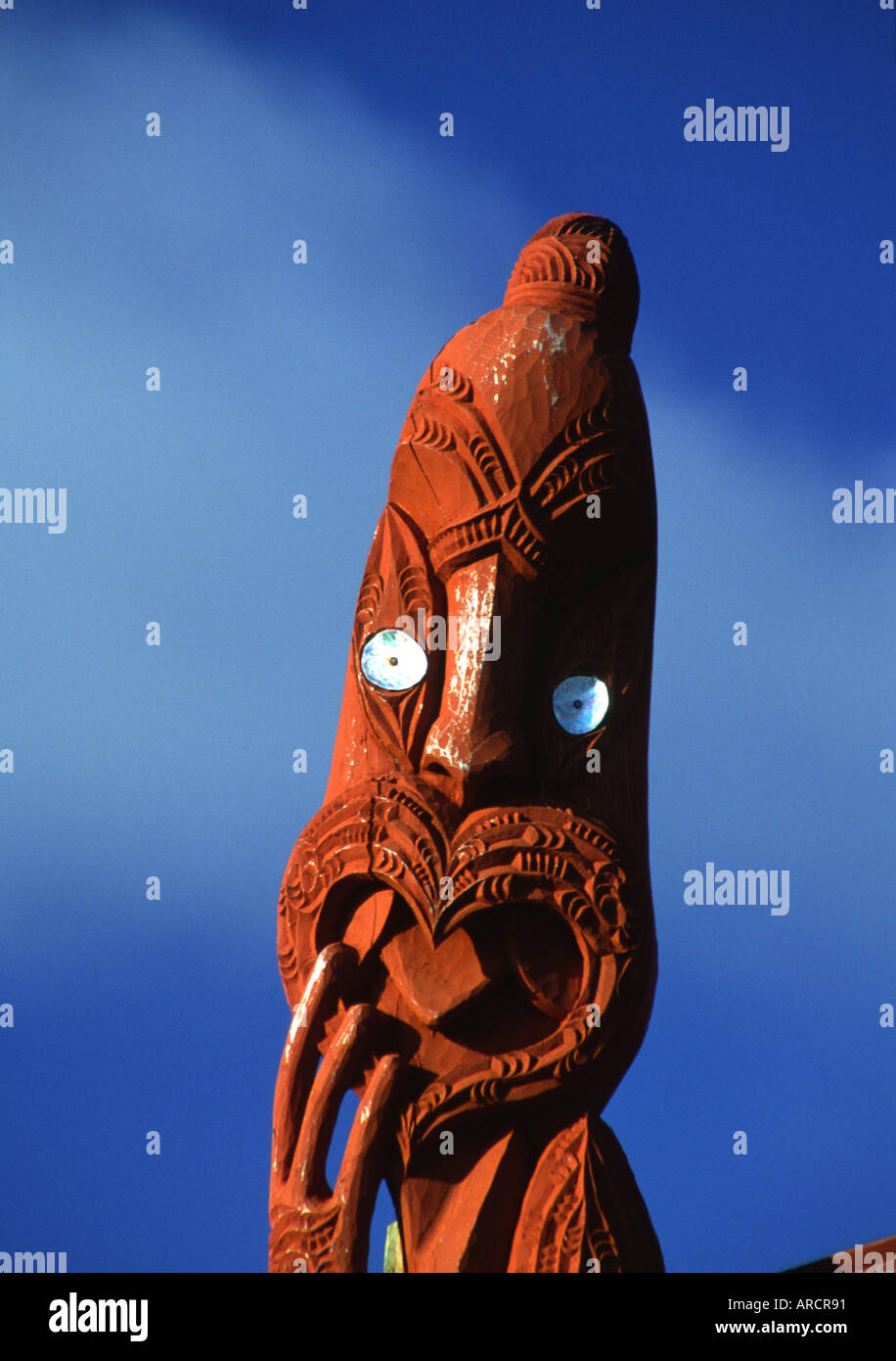 Maori Carving, New Zealand Stock Photo