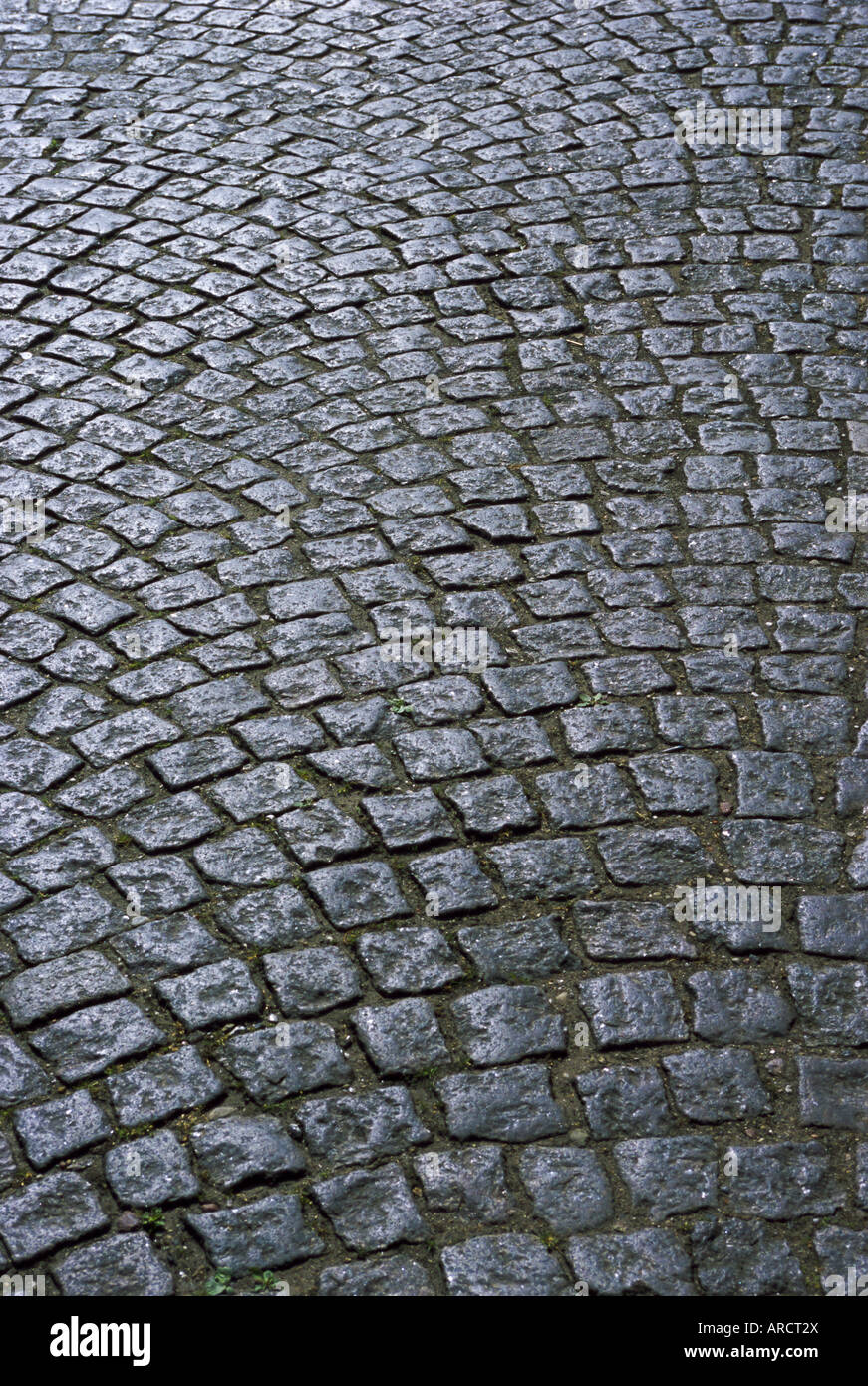 Cobblestones on street in Aeroskobing, island of Aero, Denmark, Scandinavia, Europe Stock Photo