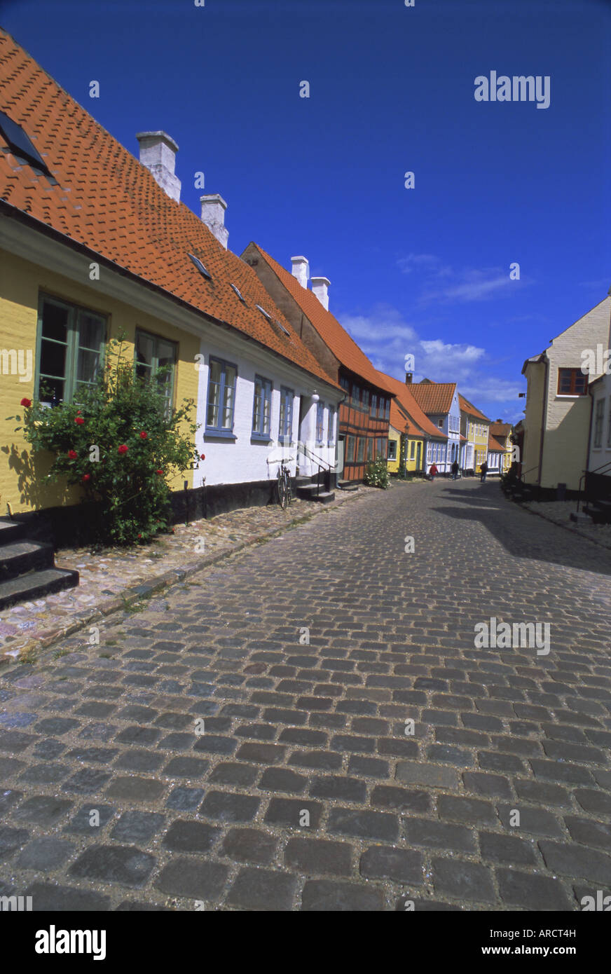 Street of colourful houses, Aeroskobing, island of Aero, Denmark