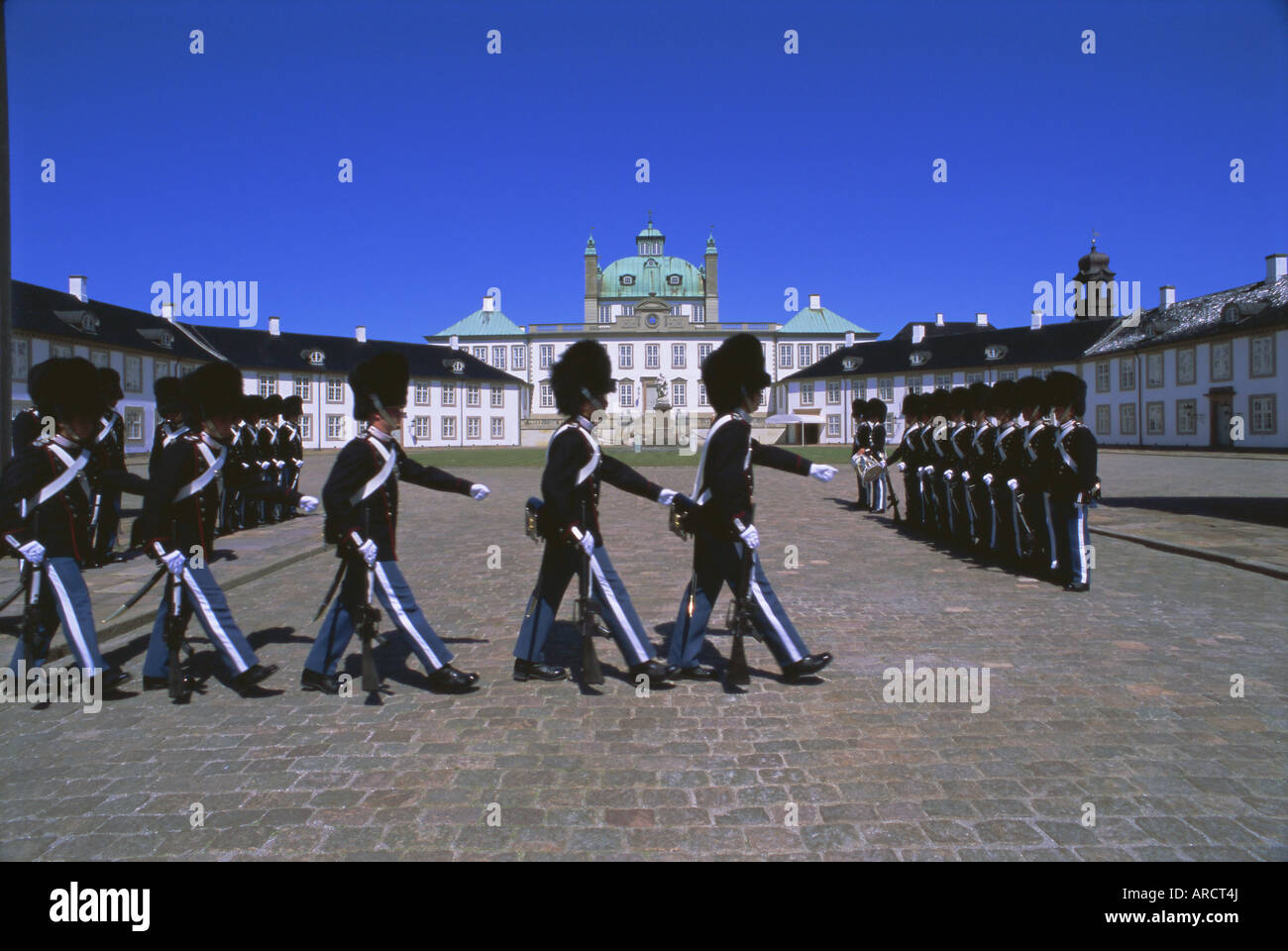 Changing the guards, Royal Palace, Fredericksburg Frederiksborg Slot), Denmark, Scandinavia, Europe Stock Photo