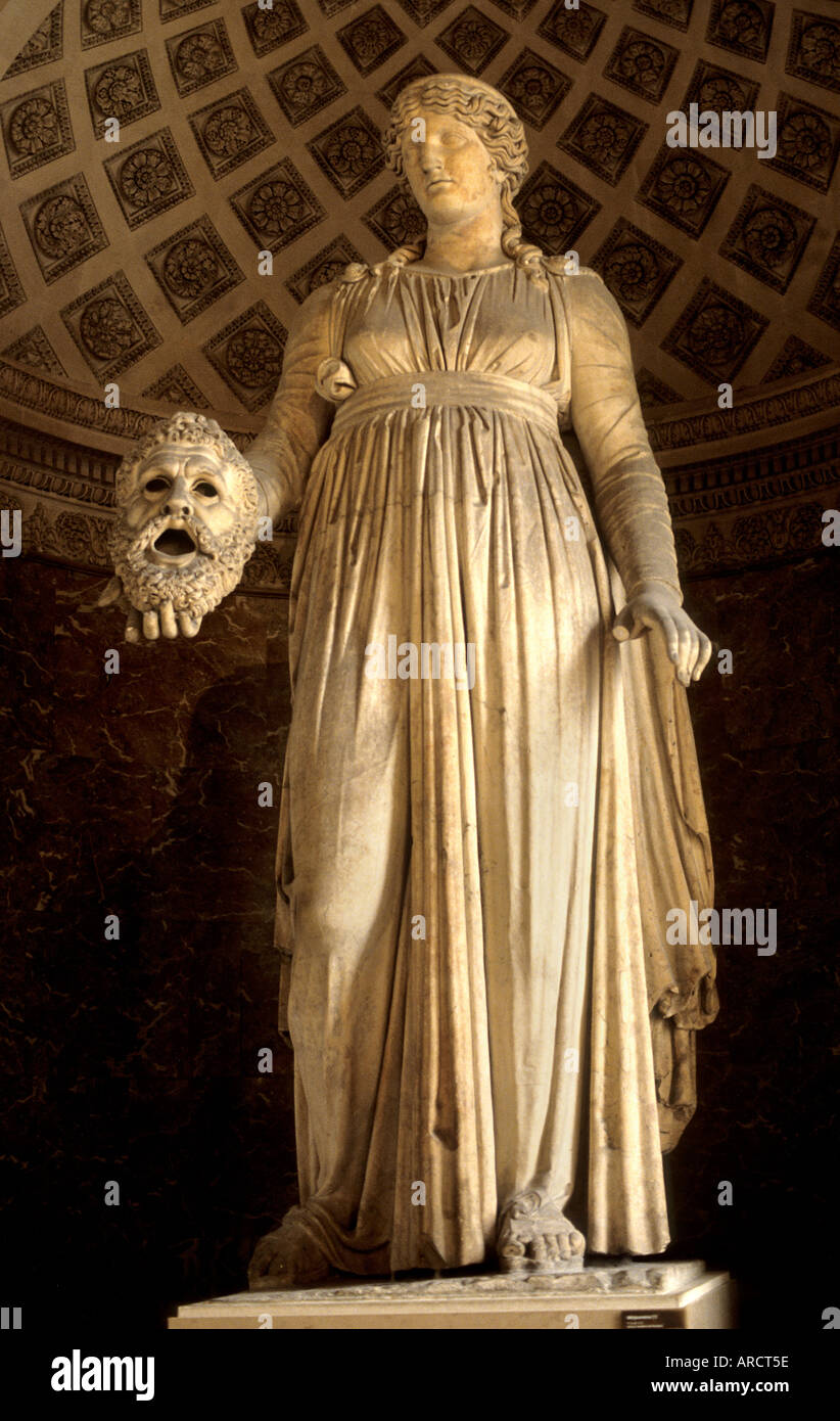 Melpomene, the Muse of Tragedy, 50 BC from the Theater of Pompeii Roman Stock Photo