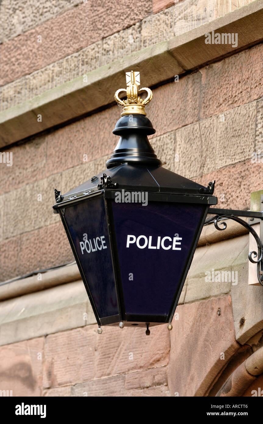 Police station lantern sign Chester Town Hall Stock Photo Alamy