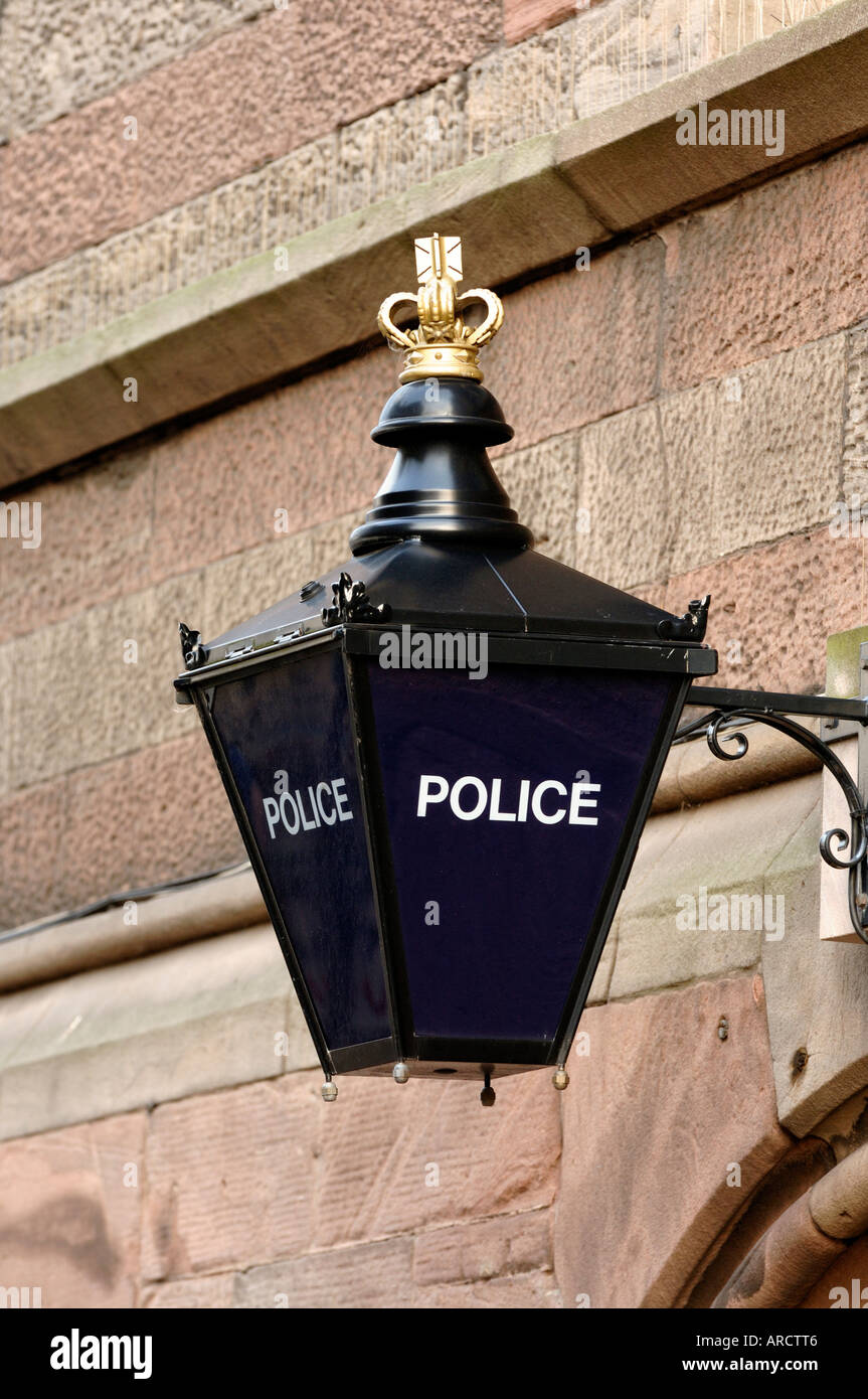 Police station lantern sign Chester Town Hall Stock Photo