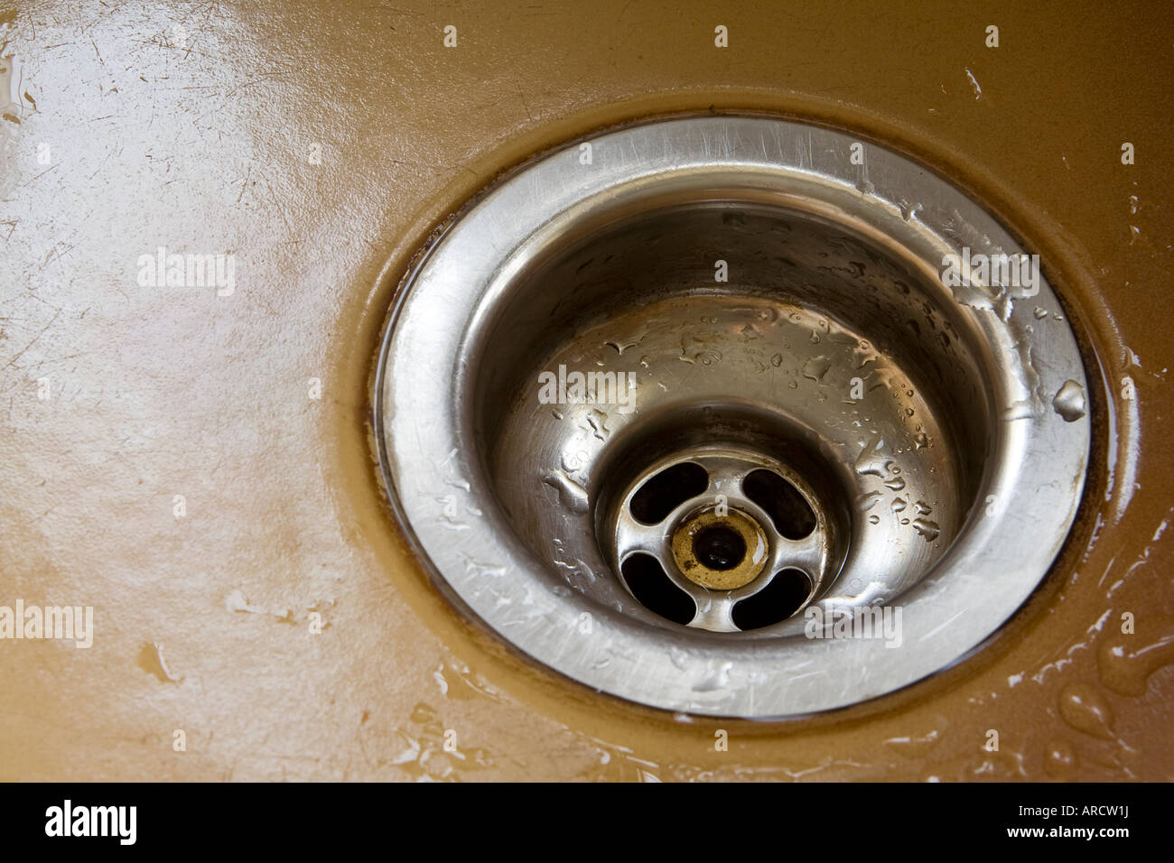 ^Plug hole in a kitchen ^sink Stock Photo Alamy