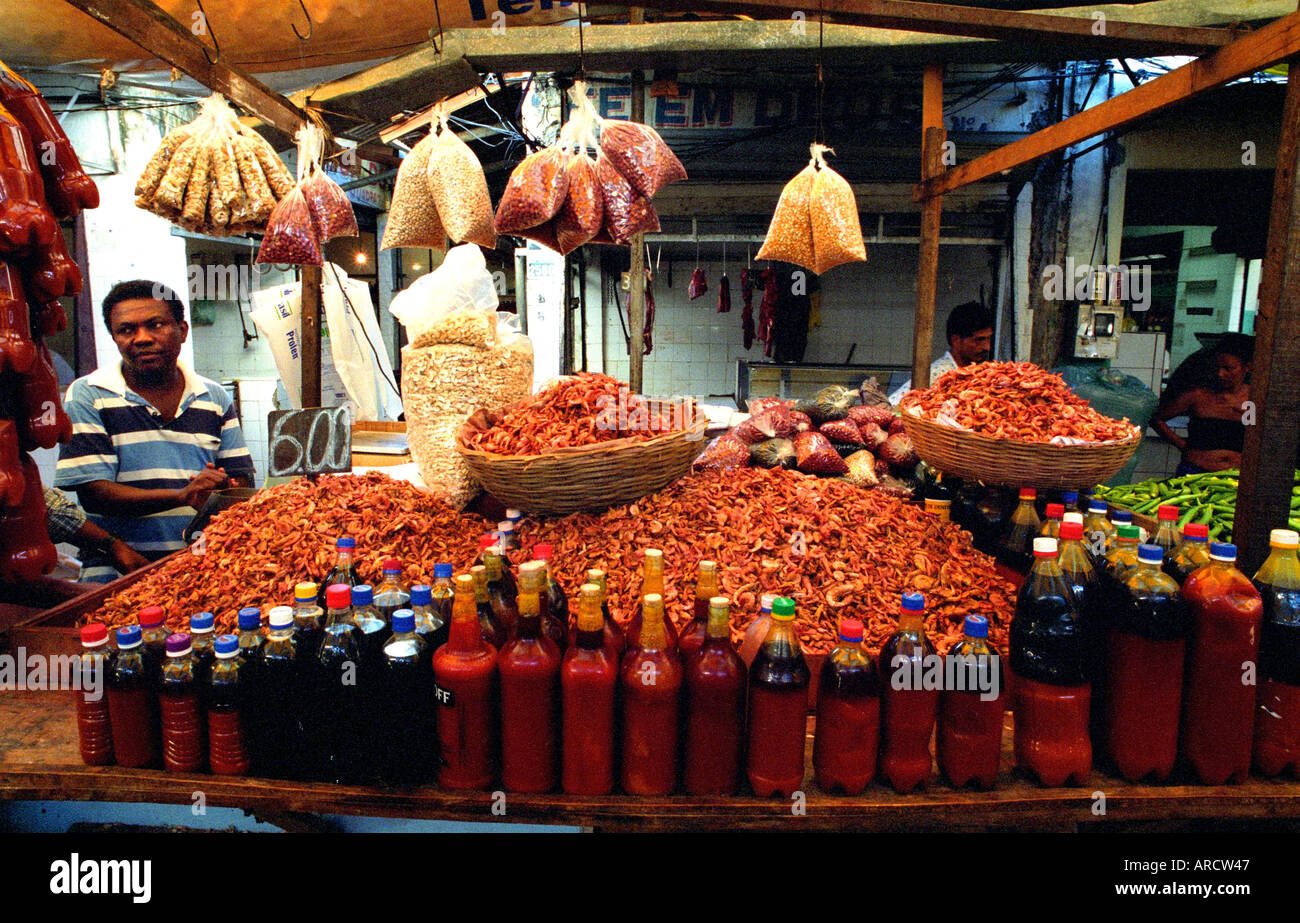 Porto Seguro hot red chili peppers Bahia Brazil market shop Stock Photo