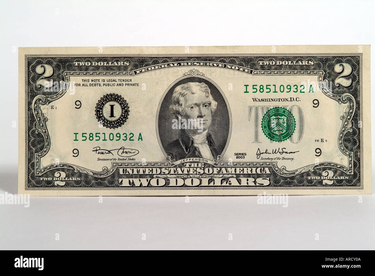 Rare two dollar USA bill or banknote Stock Photo Alamy