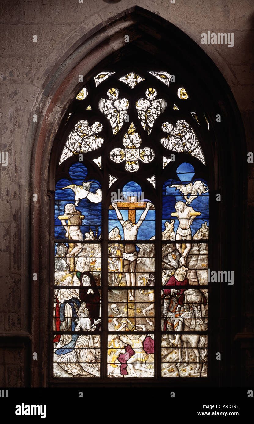 Köln, St. Maria im Kapitol, Glasfenster der Hardenrathkapelle Stock Photo