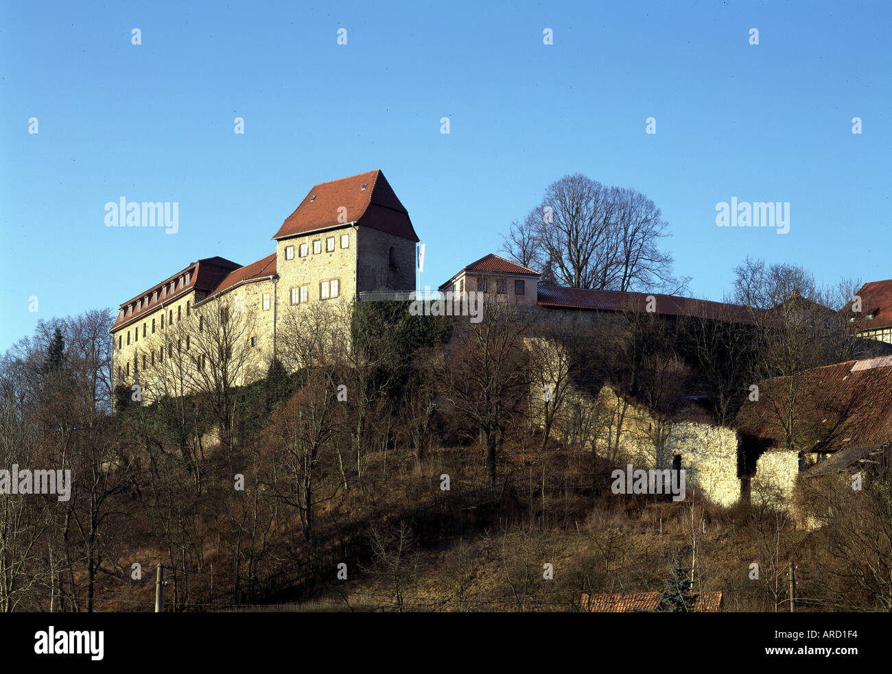Creuzburg, Burganlage, von Südosten Stock Photo