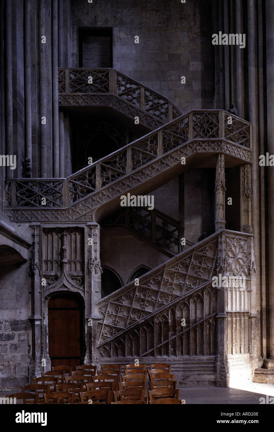 Rouen, Kathedrale, Treppe zur Bibliothek Stock Photo