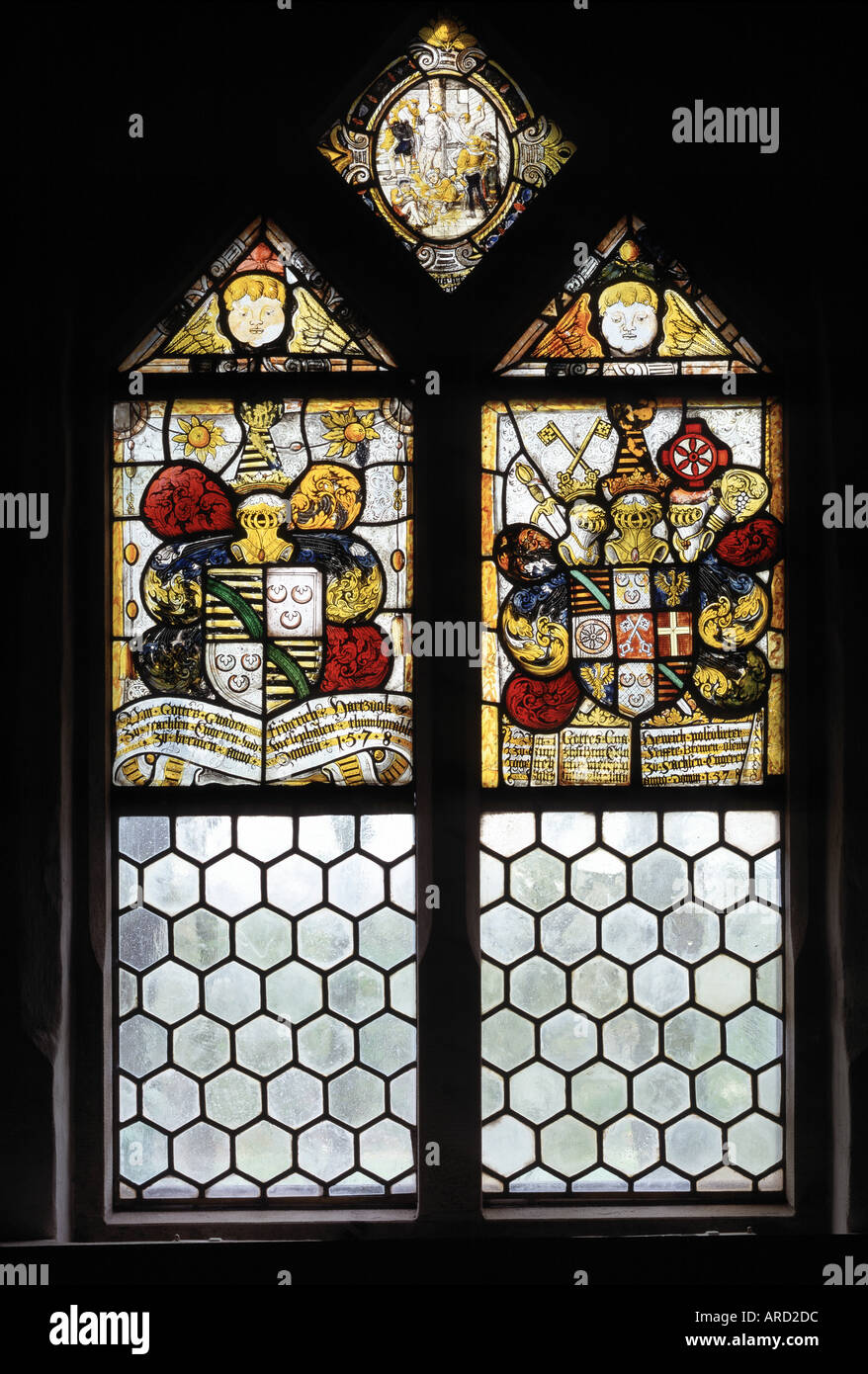 Basdahl/Oese, Kirche, Glasfenster nach Lucas Cranach der Jüngere Stock Photo