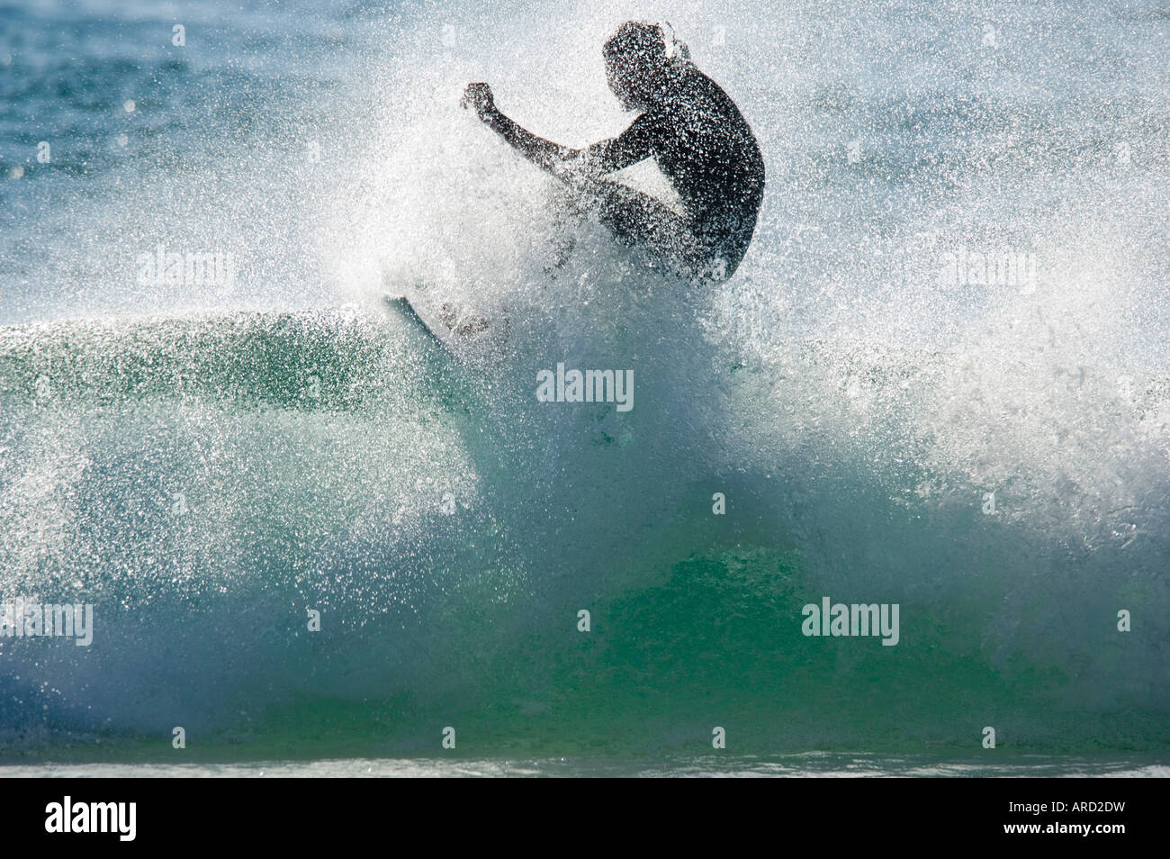 Surfing on south coast of New South Wales Australia Stock Photo