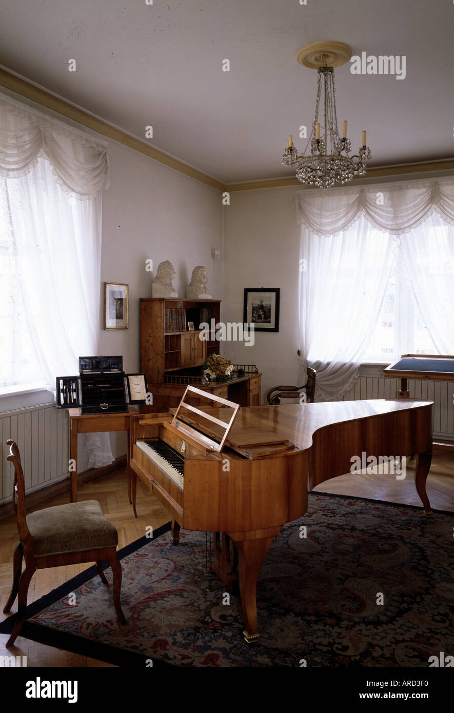 A very rare grand pedal piano pictured in the Robert-Schumann-Haus in  Zwickau, Germany, 15 June 2010. A organ pedal claviature is attached under  the piano, the painist can play with his hands