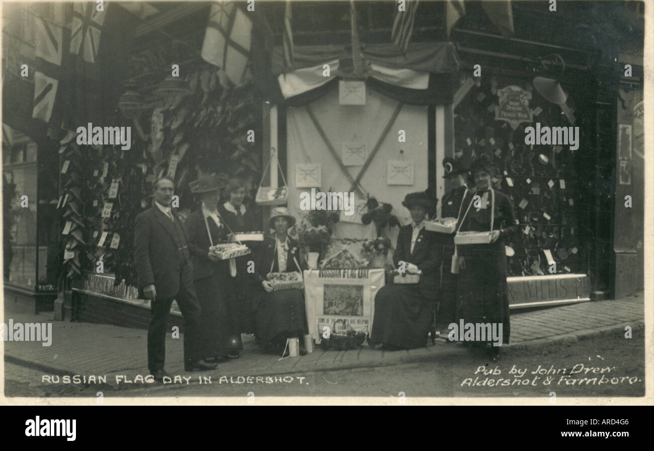 Photographic picture postcard of Russian Flag Day in Aldershot [Hampshire] 1916 Stock Photo