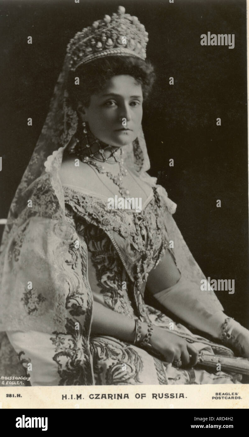 Photographic postcard of Her Imperial Majesty Czarina of Russia circa 1905 Stock Photo