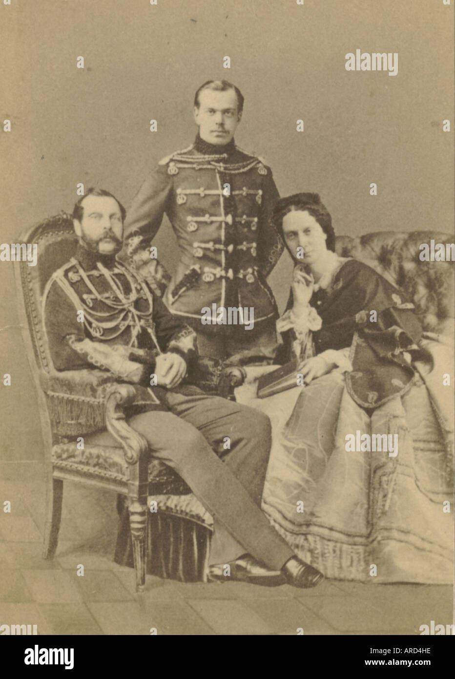 Carte-de-visite photograph of His Imperial Majesty Emperor Alexander II  and family circa 1870 Stock Photo