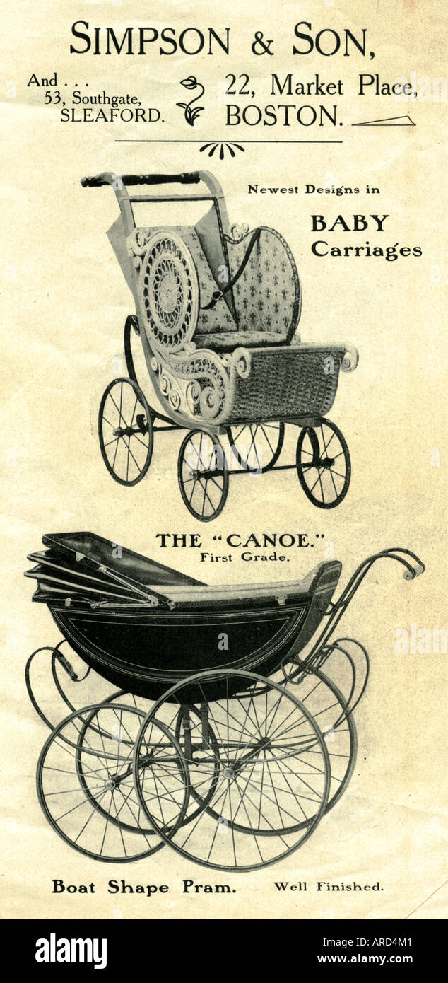 Advertisement  for baby carriages circa 1905 Stock Photo