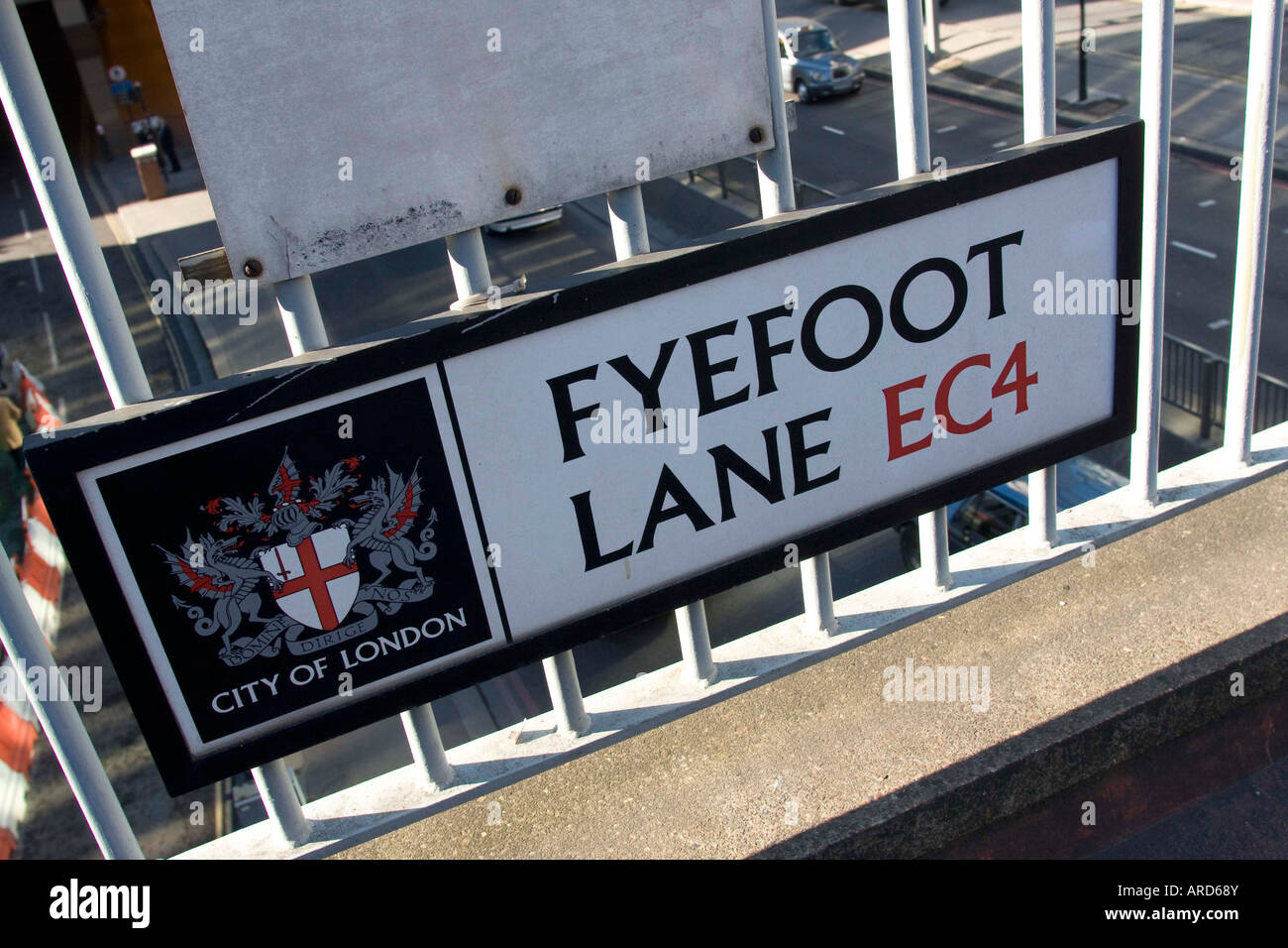 Sign for Fyefoot Lane EC4 City of London Stock Photo