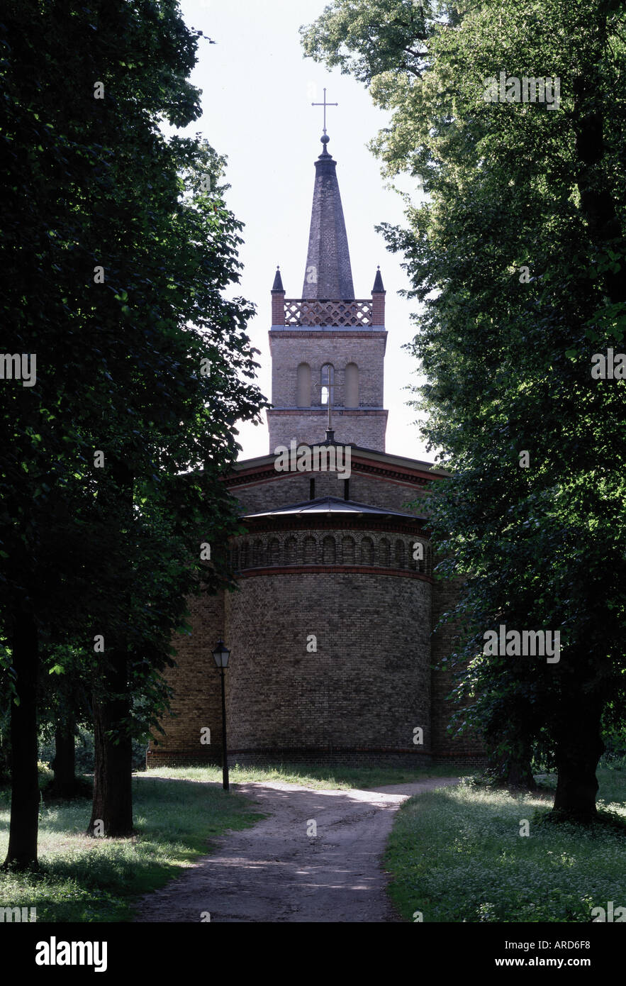 Petzow, Dorfkirche, von Osten, 1842 auf dem Grelleberg Stock Photo