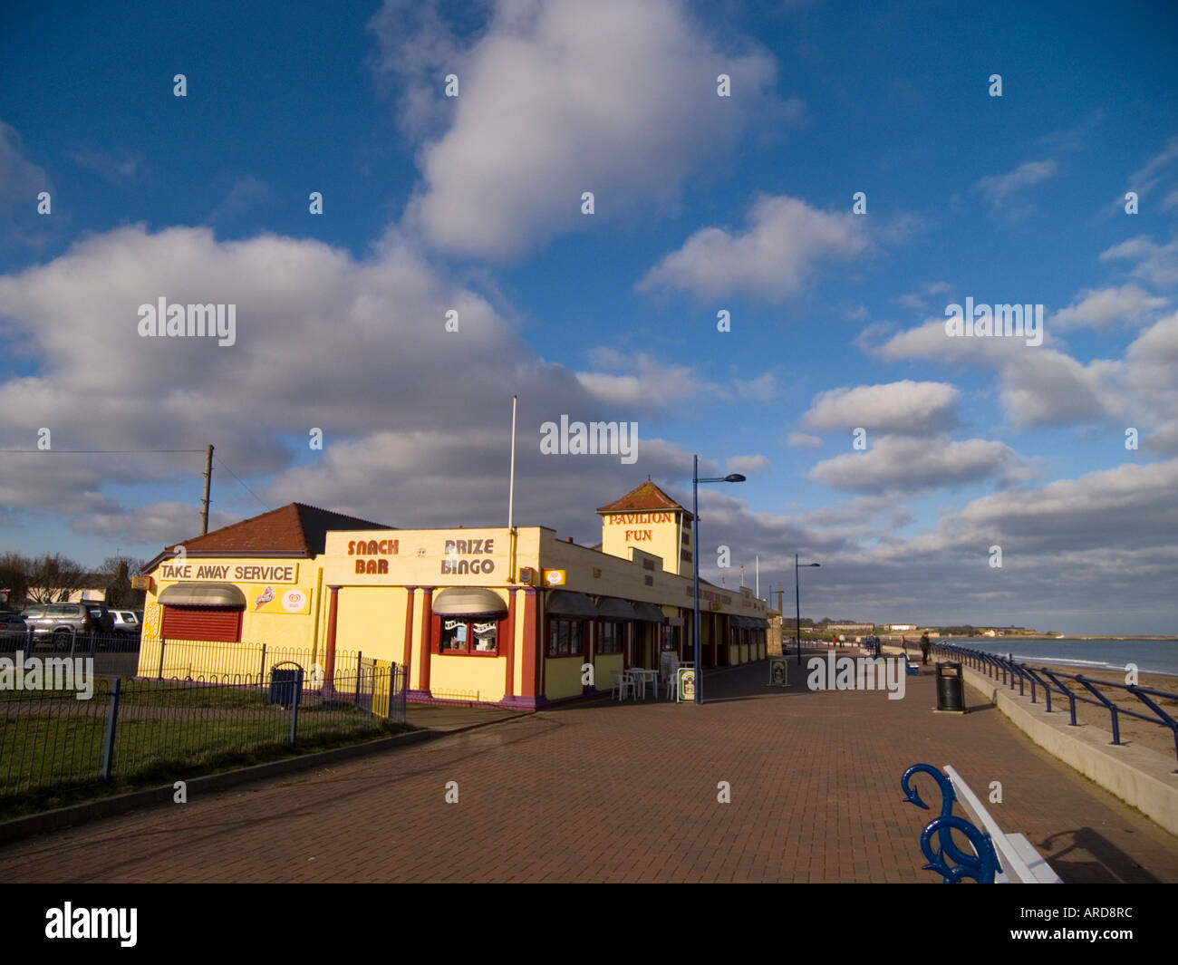 Traditional small northern seaside Spittal Beach in Northumberland near ...